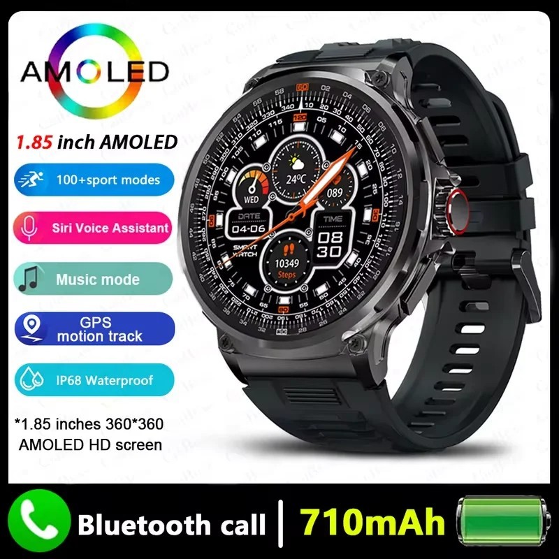 LIGE Smart Watch 1.85in AMOLED 710mAh BT5.0 Call GPS Heart Rate 6 Styles Men