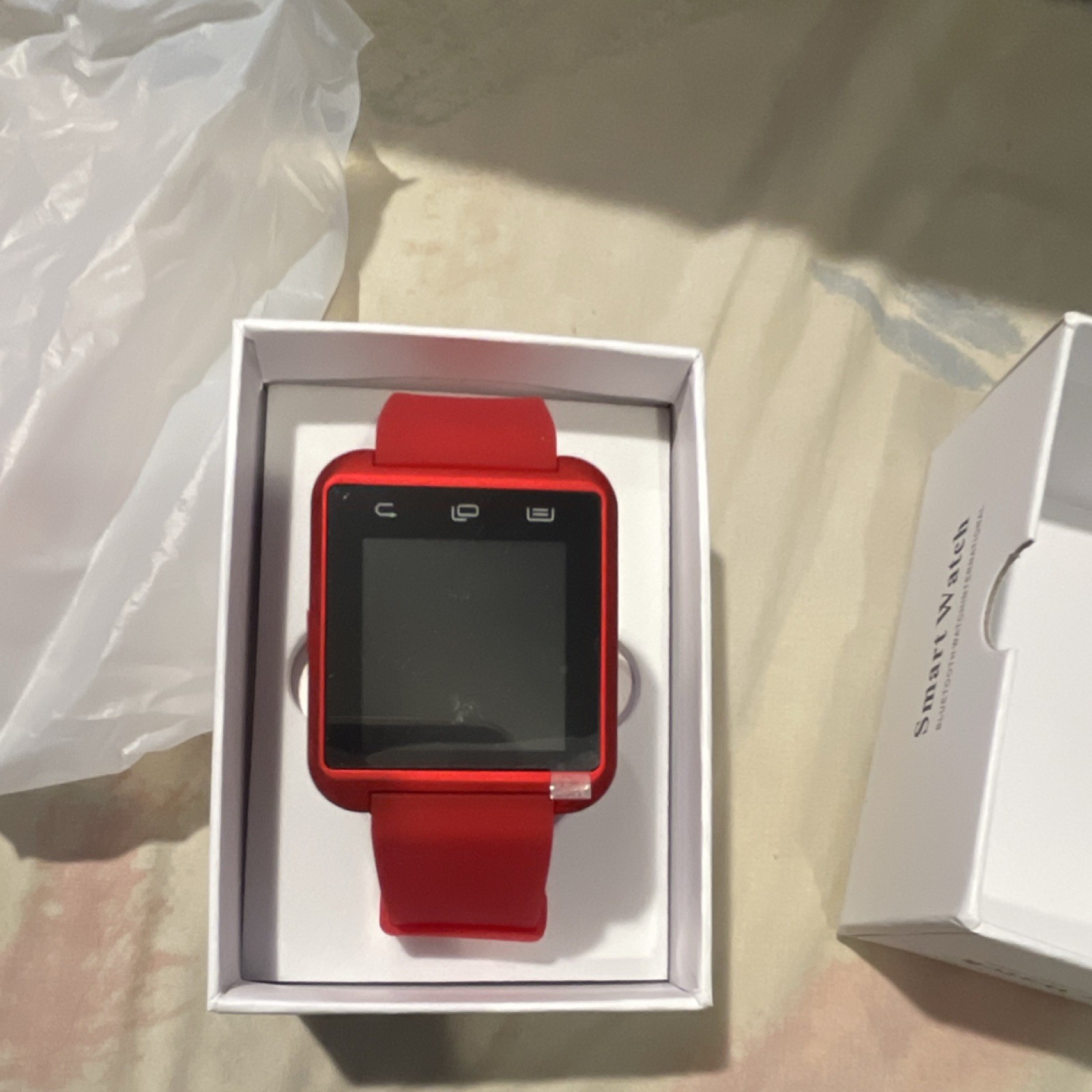 Red Smart Watch Bluetooth Music Player Notifications Handsfree Android iOS