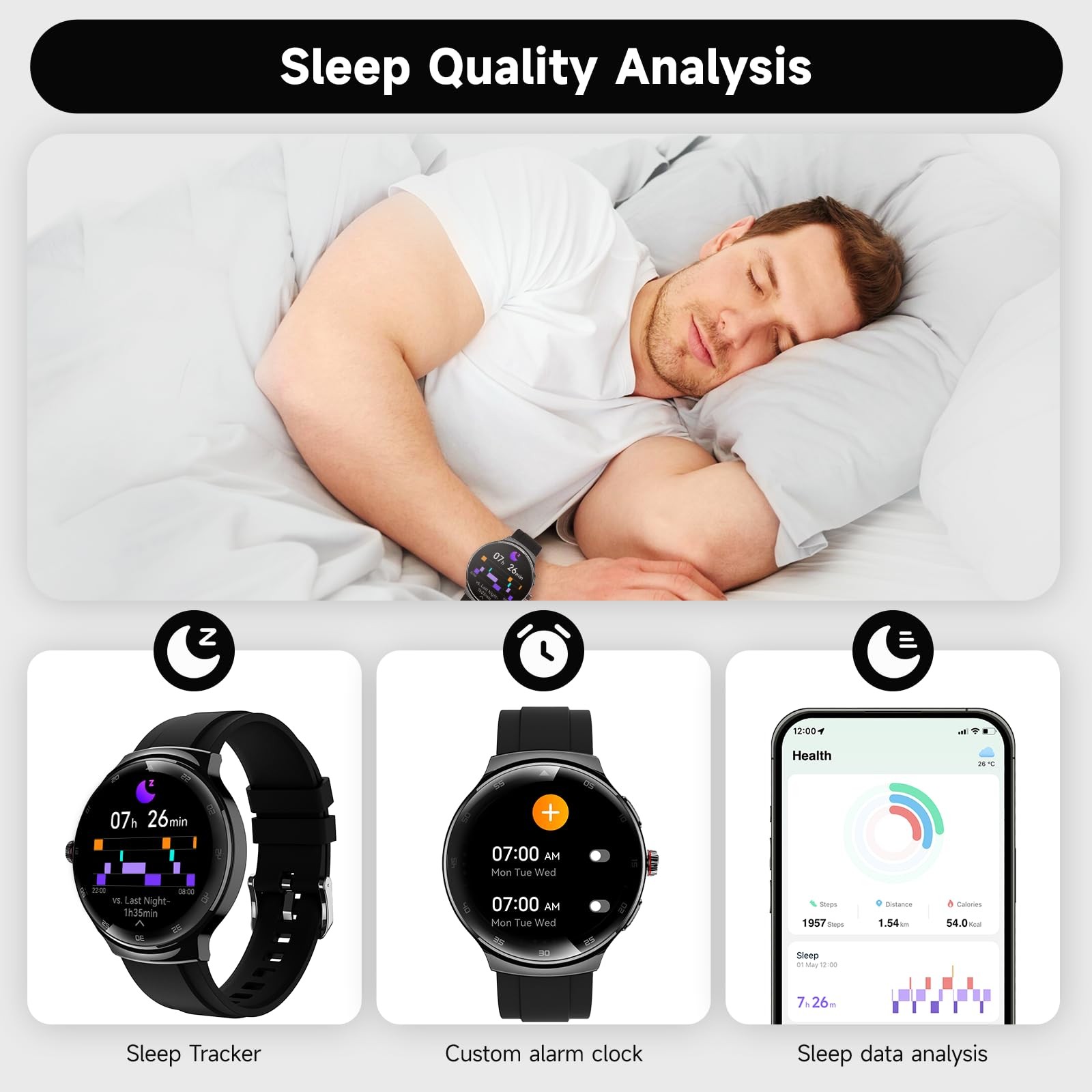 Smart Watches for Men Women, Waterproof Fitness Tracker, 1.43” AMOLED Touchs…