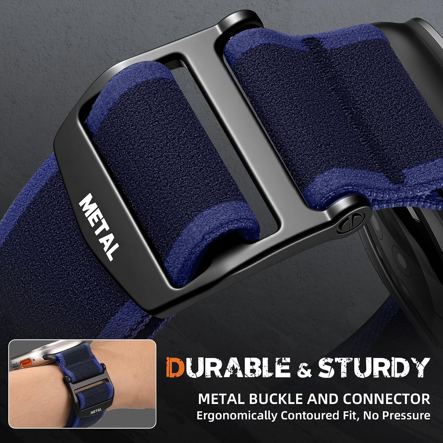 Rugged Nylon Strap Compatible with Apple Watch Series 7 44mm Soft Woven Loop