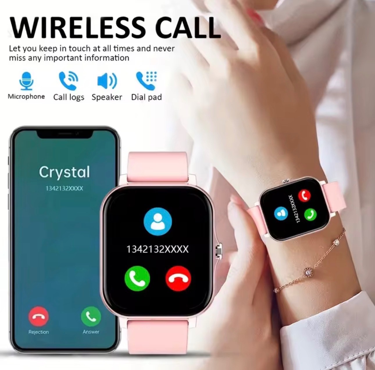 Smart Watch Bluetooth Calling Blood Oxygen Heart Rate Monitor Men Women
