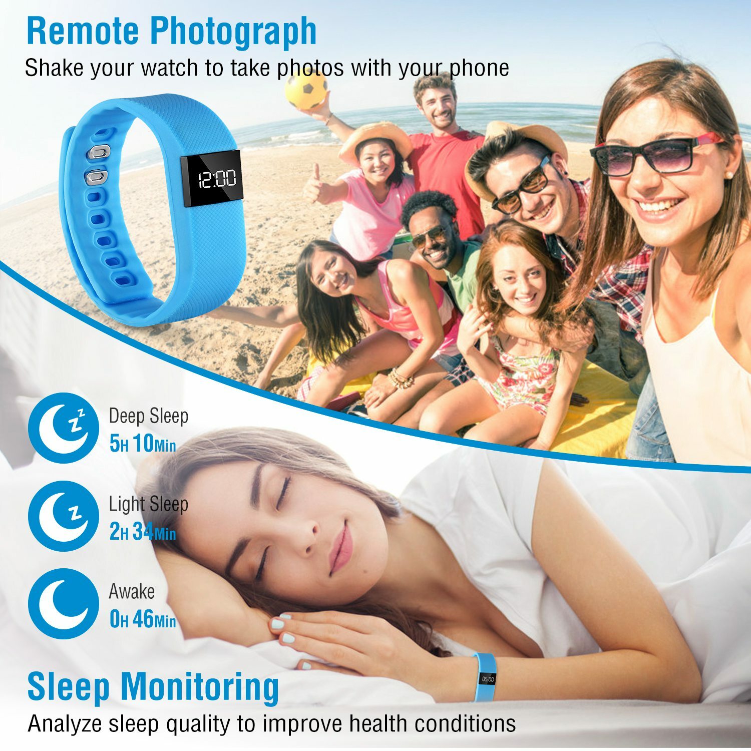 Sleep Sports Fitness Activity Tracker Smart Wrist Band Pedometer Bracelet Watch