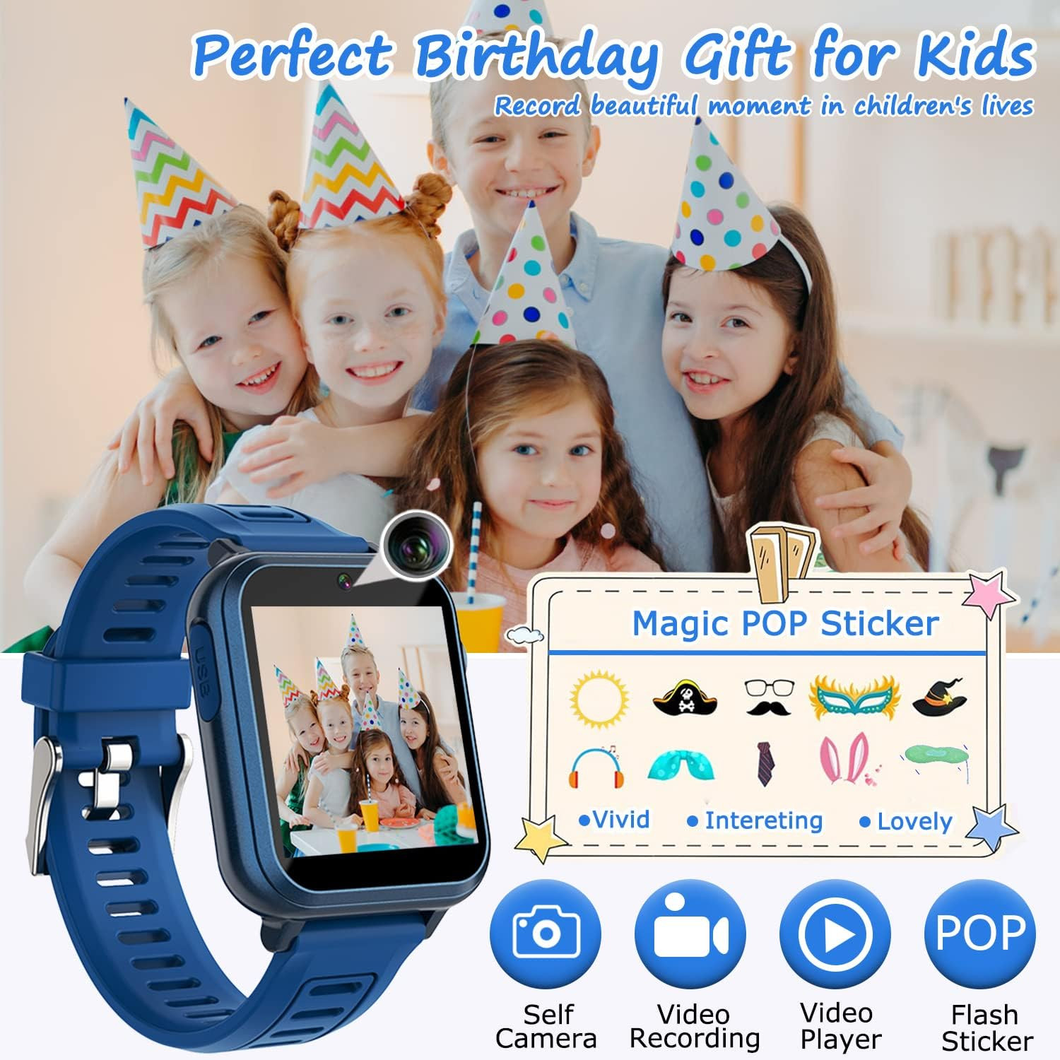 Kids Smart Game Watch with 24 Games HD Touch Screen Pedometer Flashlight