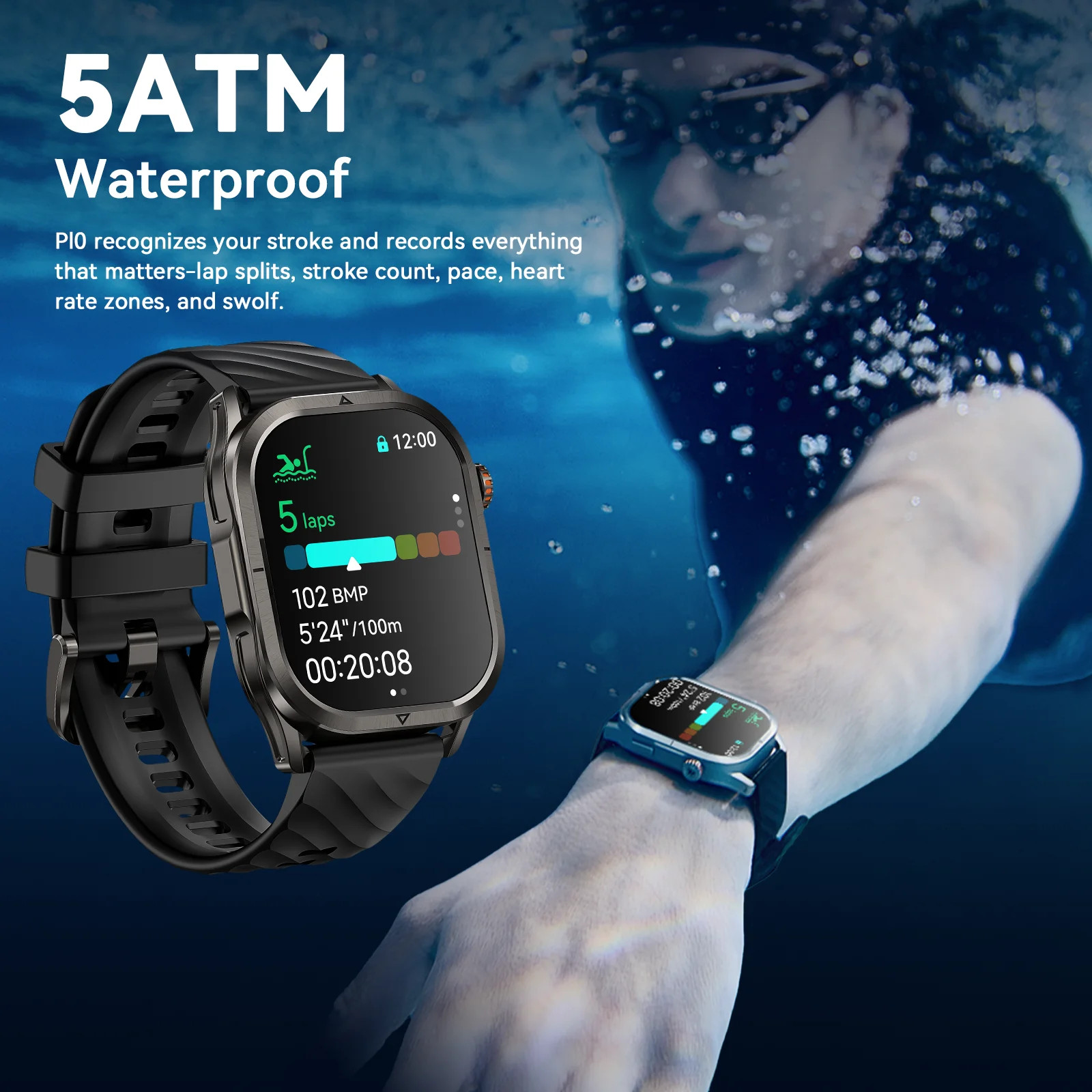 KOSPET MAGIC P10 Smart Watch for Men Dual-Band GPS Stainless Steel 5ATM BT Call