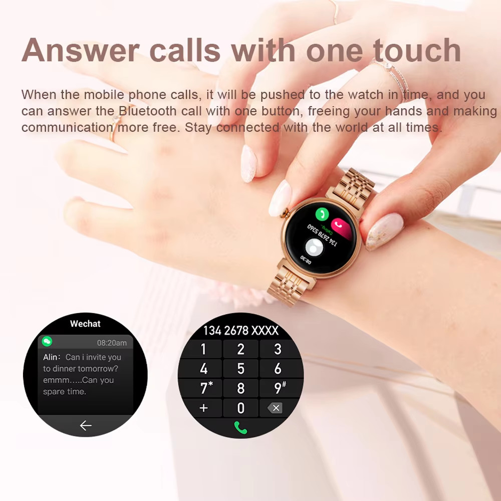 1.04 Inch AMOLED Screen Fashion Ladies Smart Watch Screen Always Display Bluetoo
