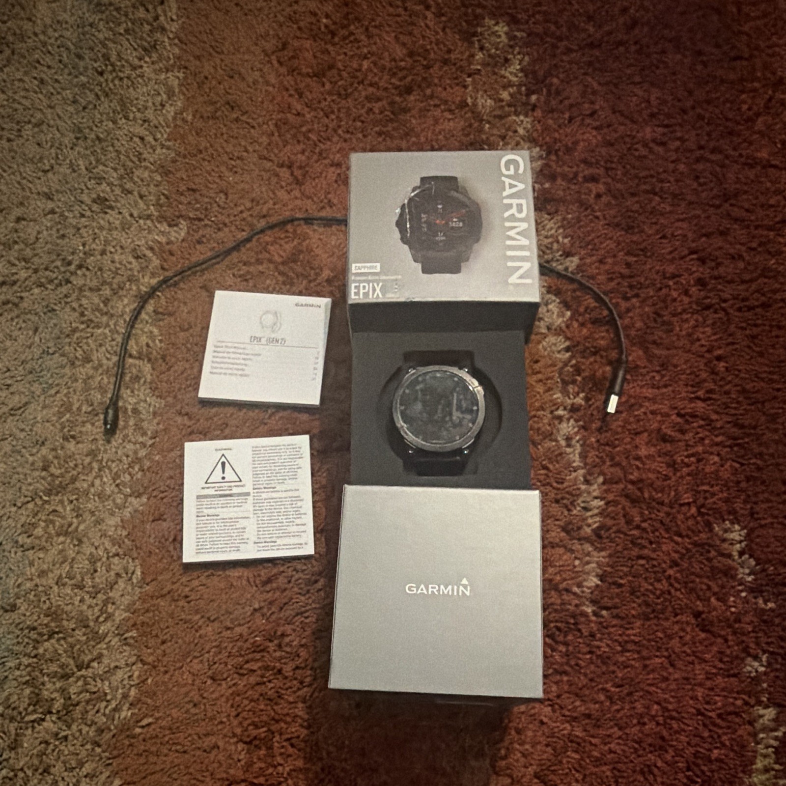 Garmin epix (Gen 2) Sapphire 47mm GPS Smartwatch 32GB Black Silicone Band