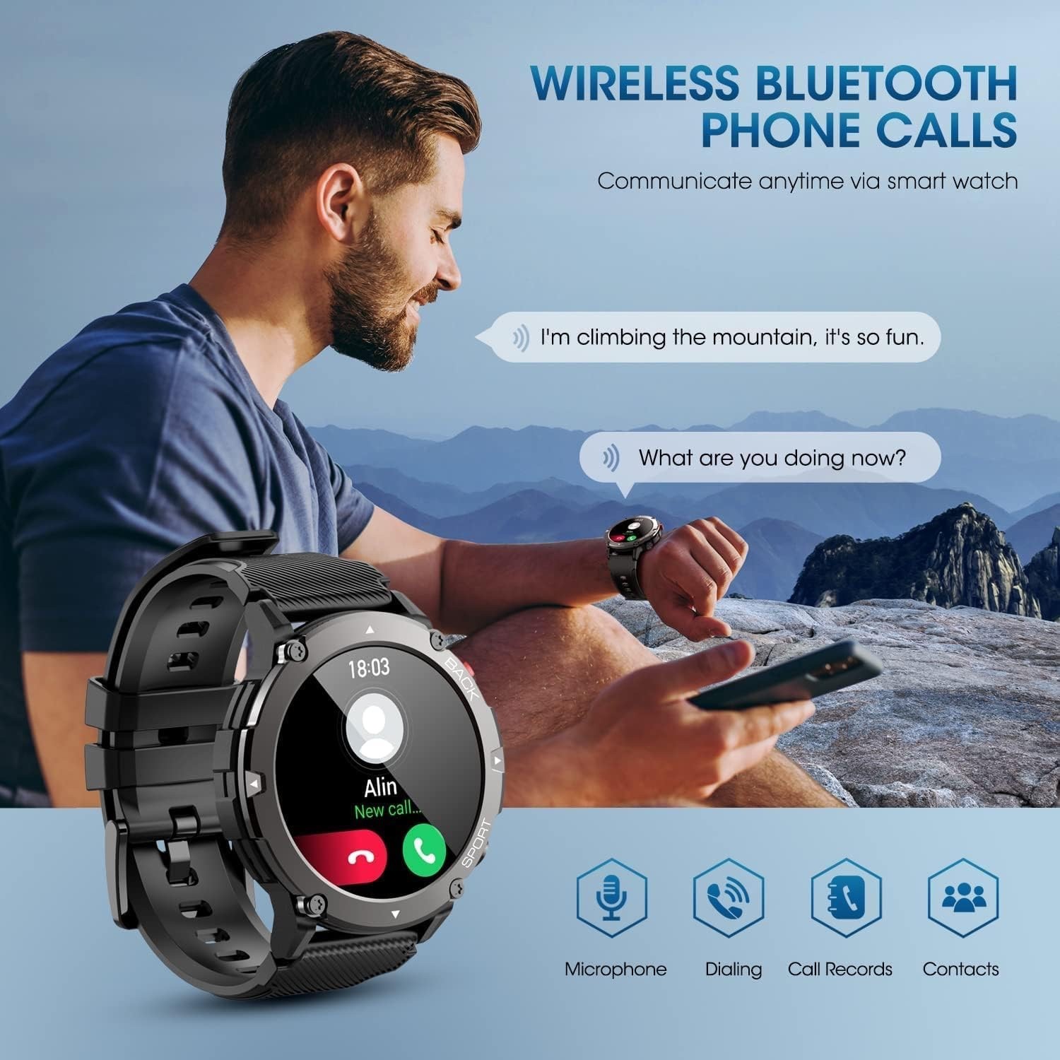 Smart Watch Android with Bluetooth Call Dial/Heart Rate Outdoor Sports waterproo