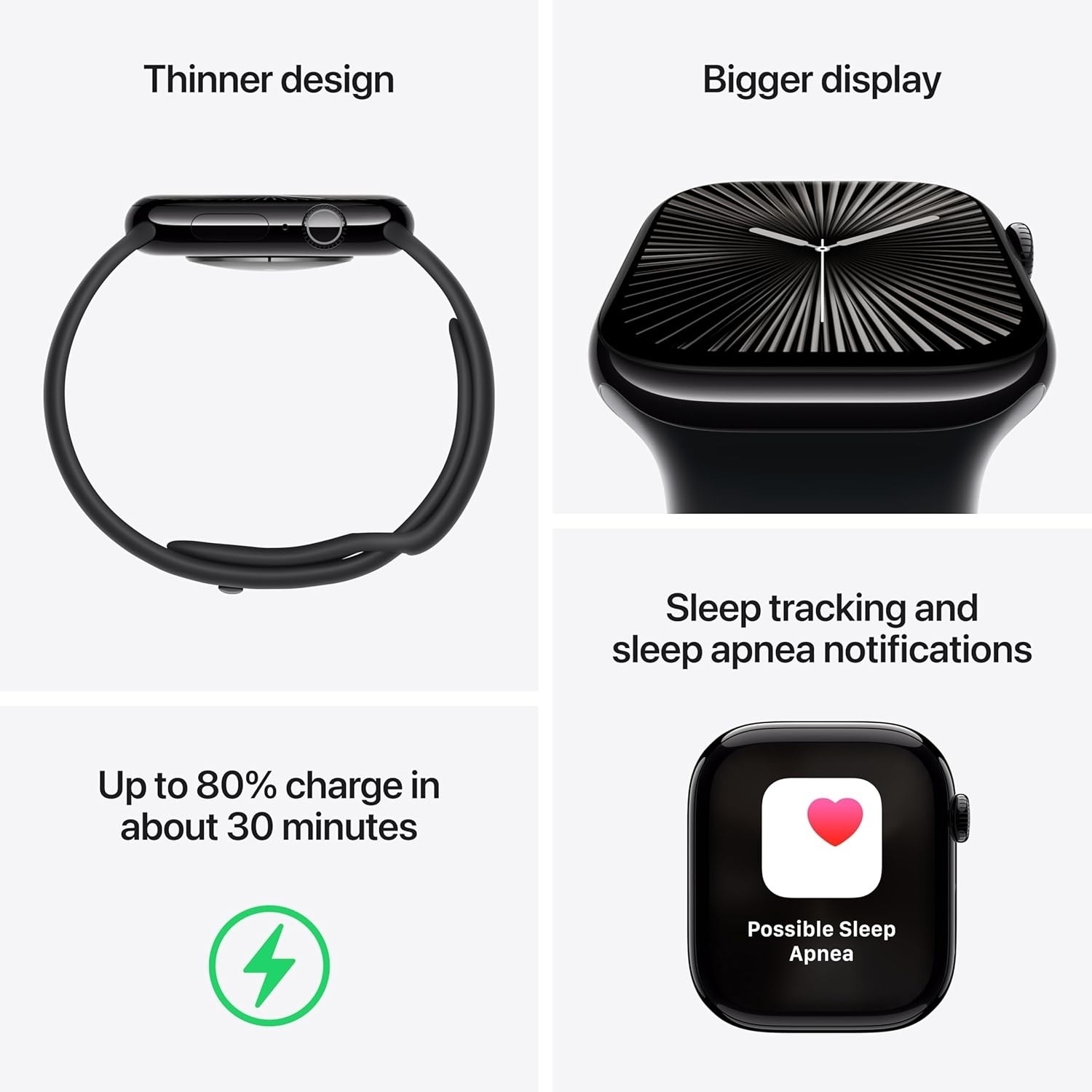 Apple Watch Series 10 GPS 46mm Aluminum Case Black Sport Band M/L Black MWWQ3LWA