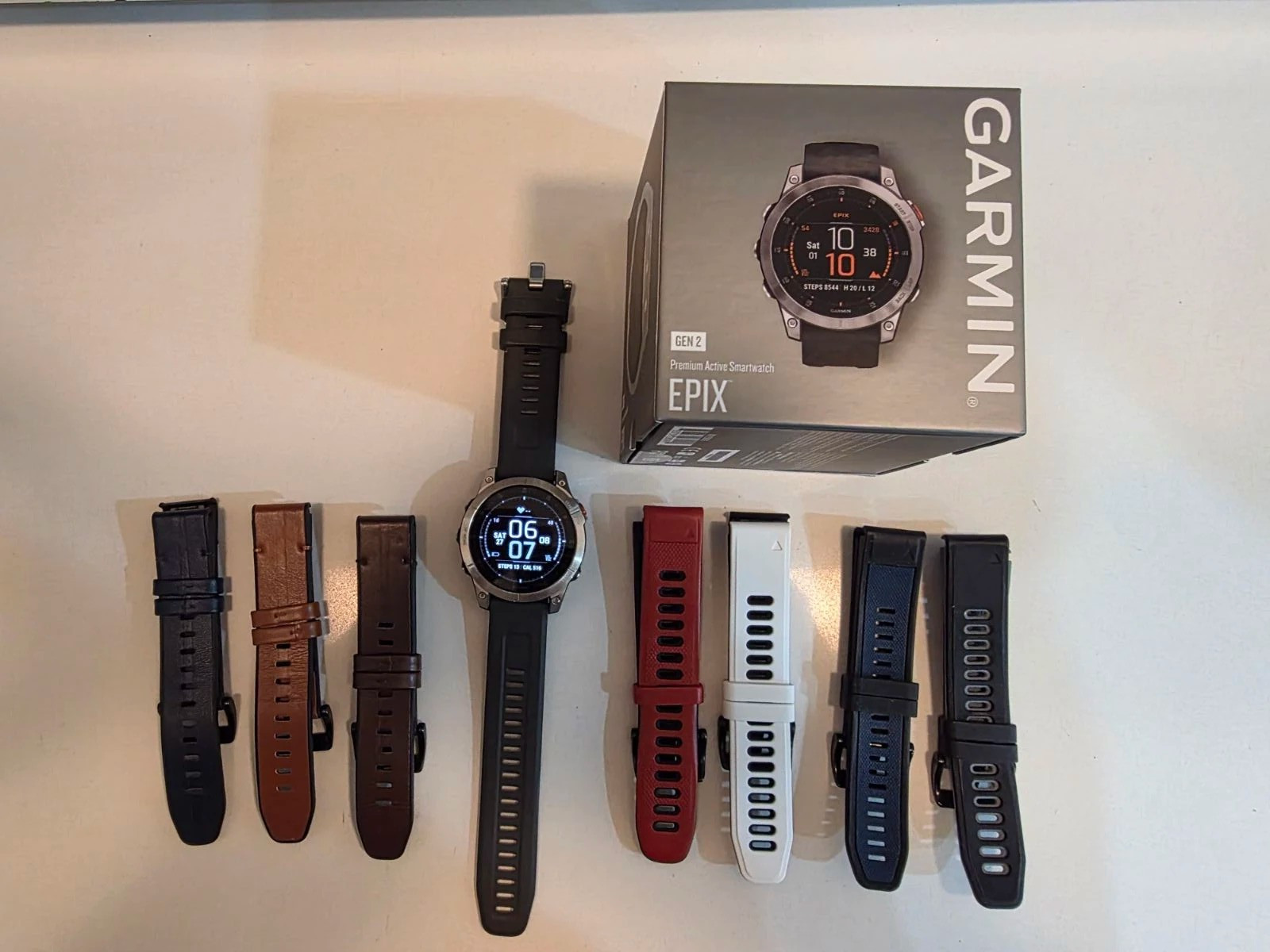 GARMIN Epix Gen 2 GPS Smart Watch Black -7 Extra Wristbands – LN With Box