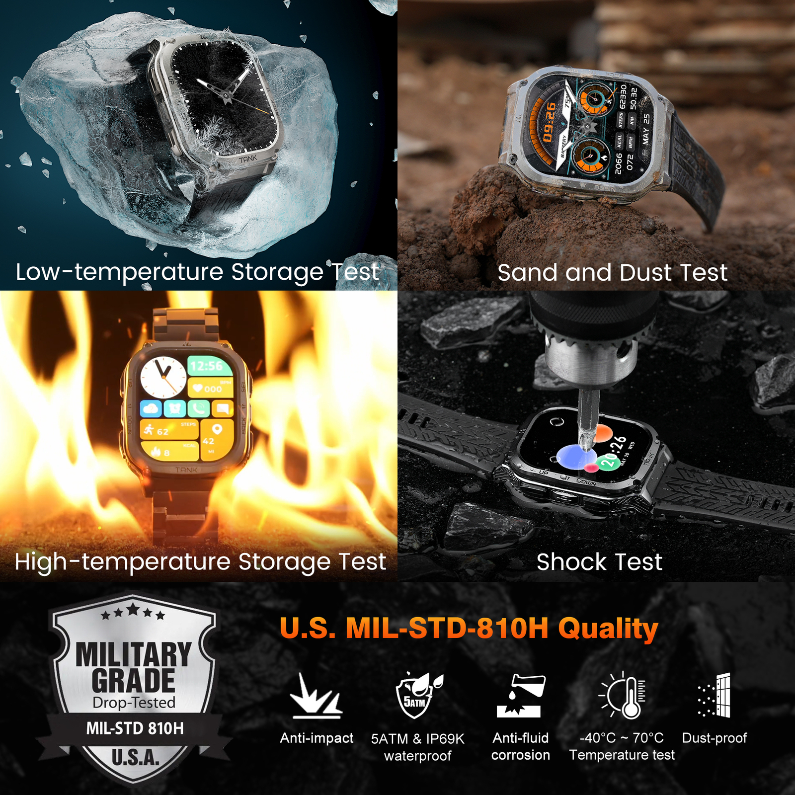 2024 KOSPET TANK M3 Smart Watch Men 50M Waterproof 480mAh Battery+Magnetic Strap