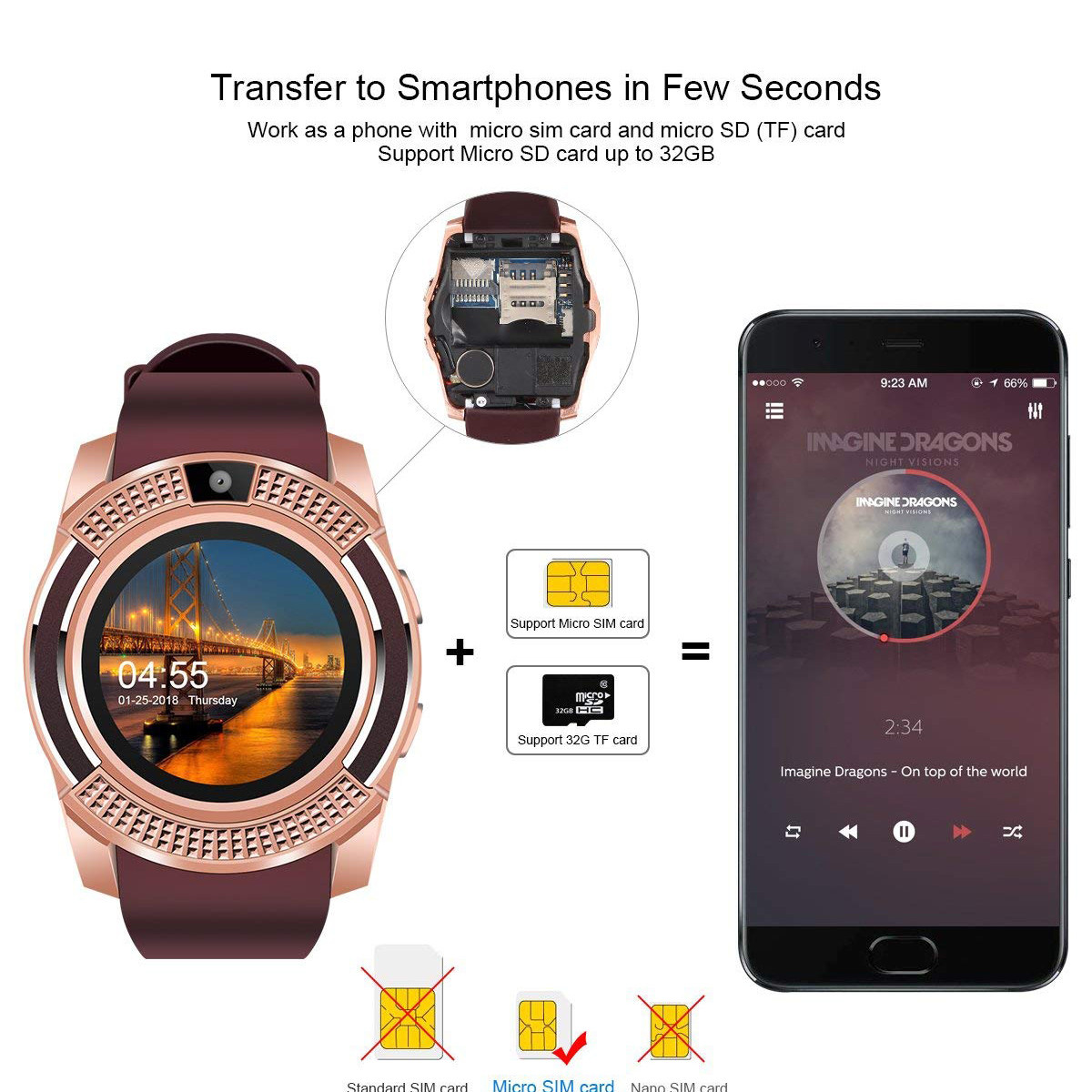 Smart Watch Wrist Watch with Camera SIM Card Slot for Men Women Boys Girl Gifts