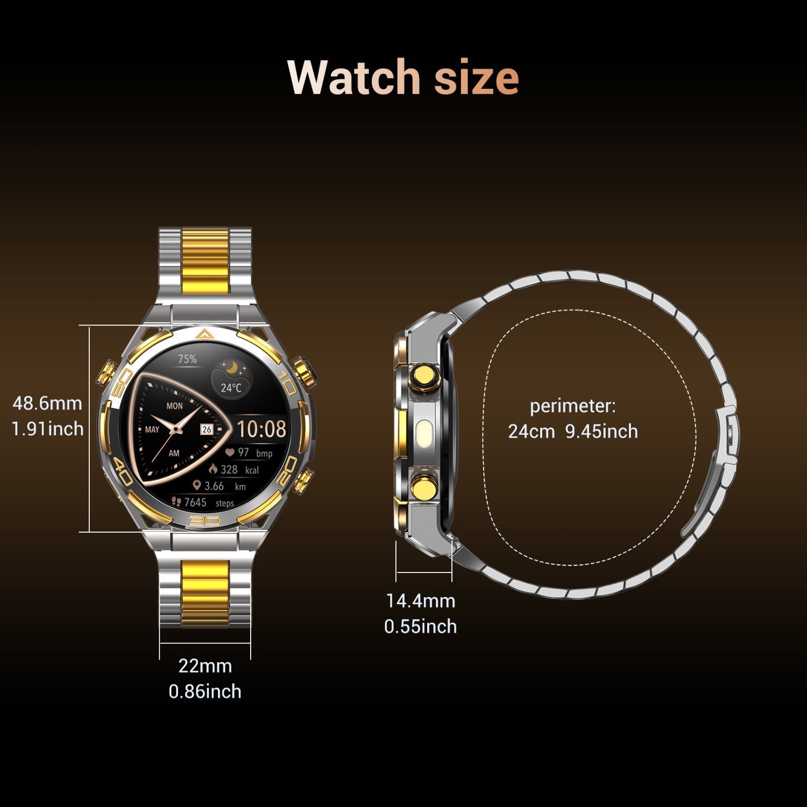 AI Smart Watch Smartwatch For Men Amoled 1.91″ HD Screen Built in Compass GPS