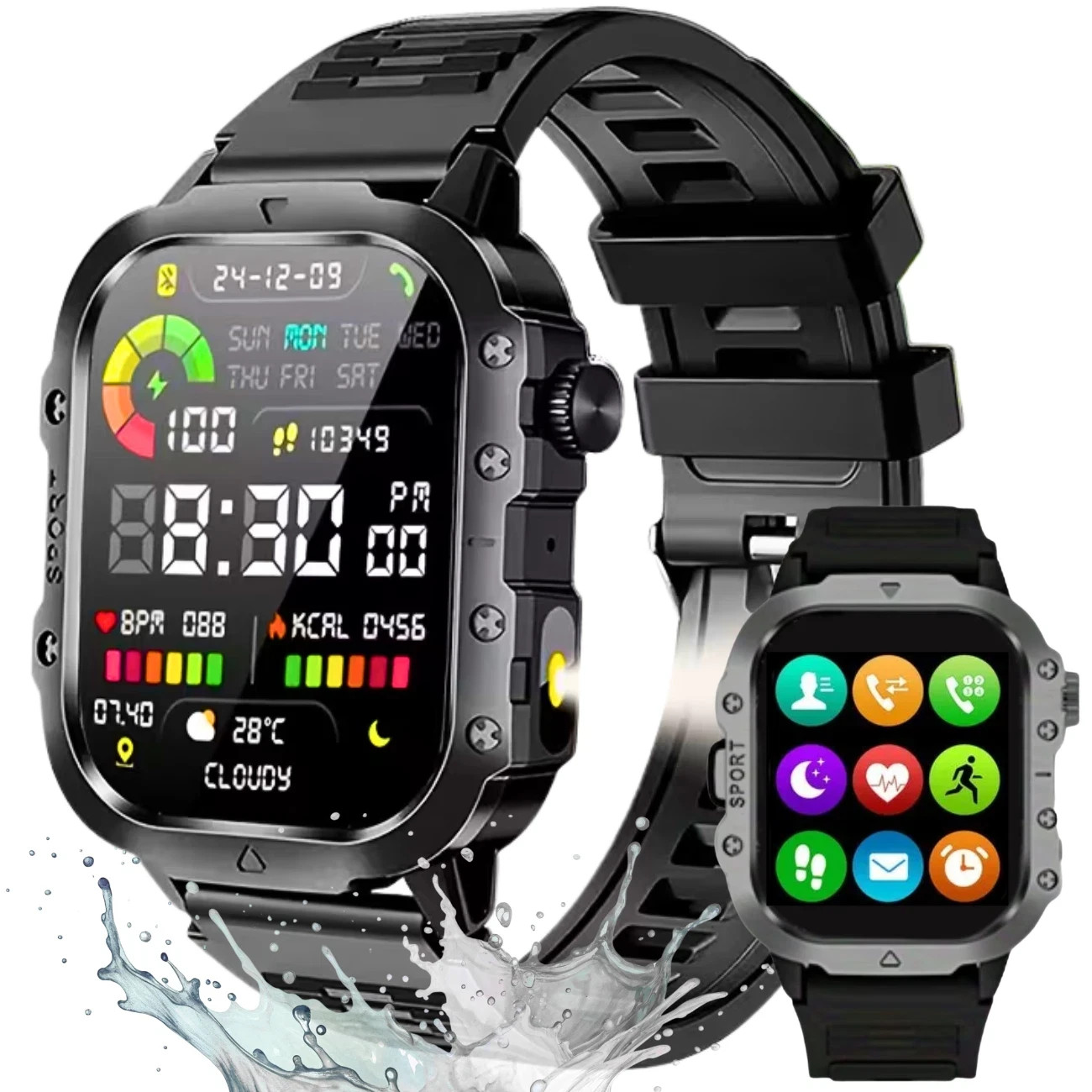 🔥Military Tactical Smart Watch For Men Smartwatch Bluetooth iPhone Samsung LED