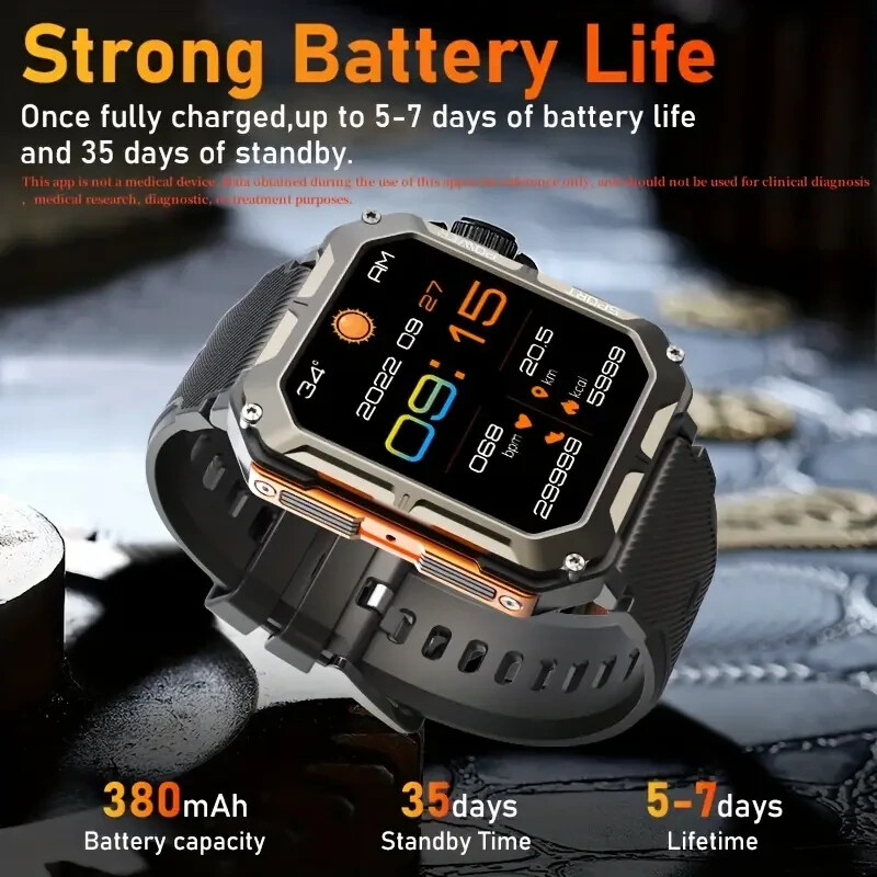 Military Smart Watch for Men(Answer/Make Calls) Rugged Tactical Fitness Tracker.