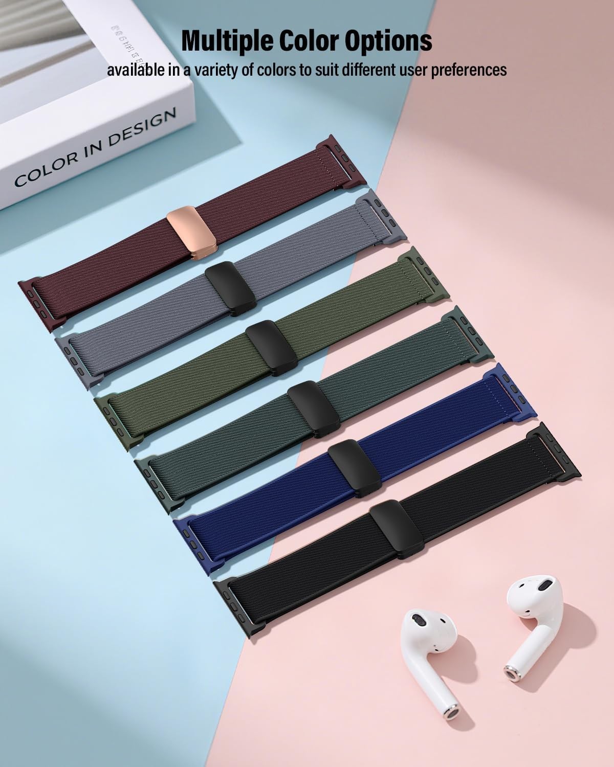 Navy Blue Stretchy Band for Apple Watch Series 7 8 9 40mm 41mm Compatible Strap