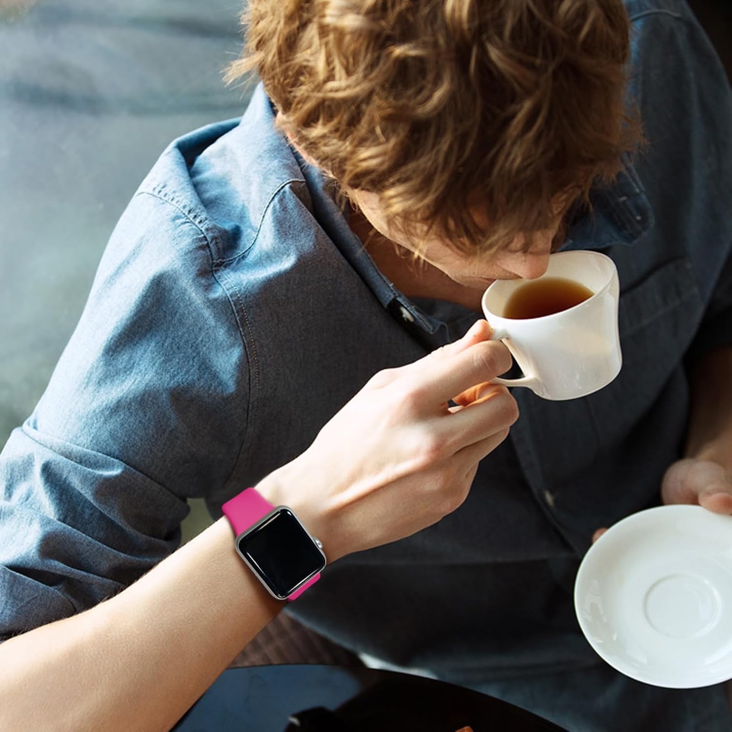 Hot Pink Soft Silicone Band for Apple Watch Series 11 41mm Compatibility