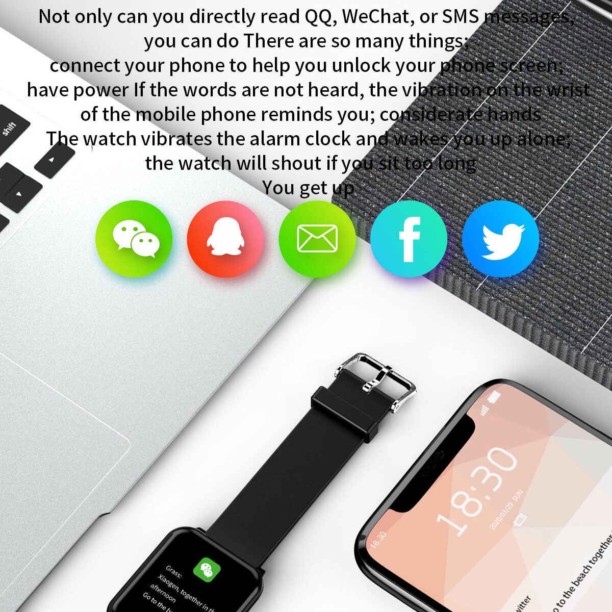 Smart Watch Touch Screen Activity Fitness Tracker Multi Sports Modes Waterproof