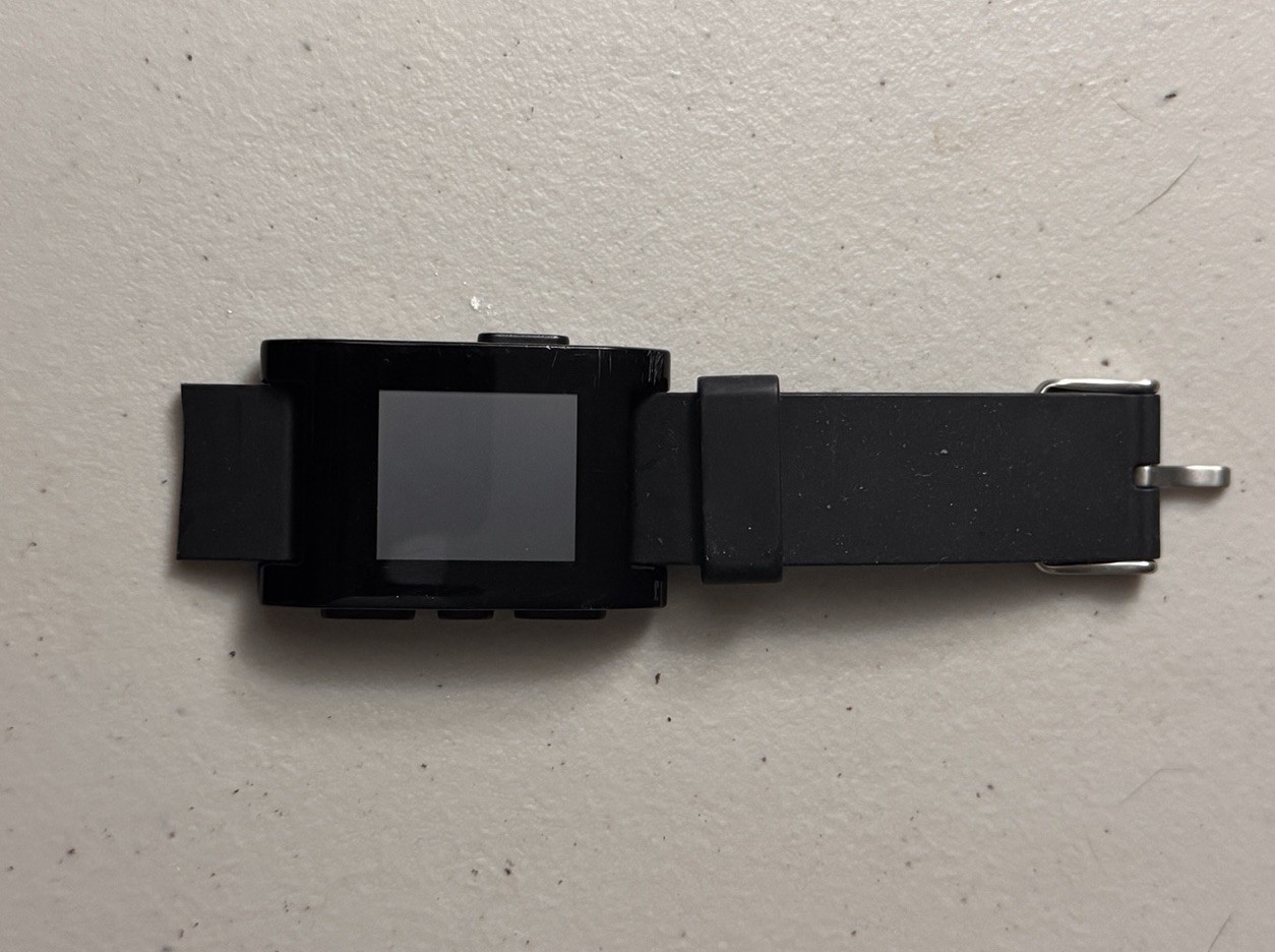 ORIGINAL Pebble Square Face Smart Watch BLACK Untested – Model 301BL – 5ATM