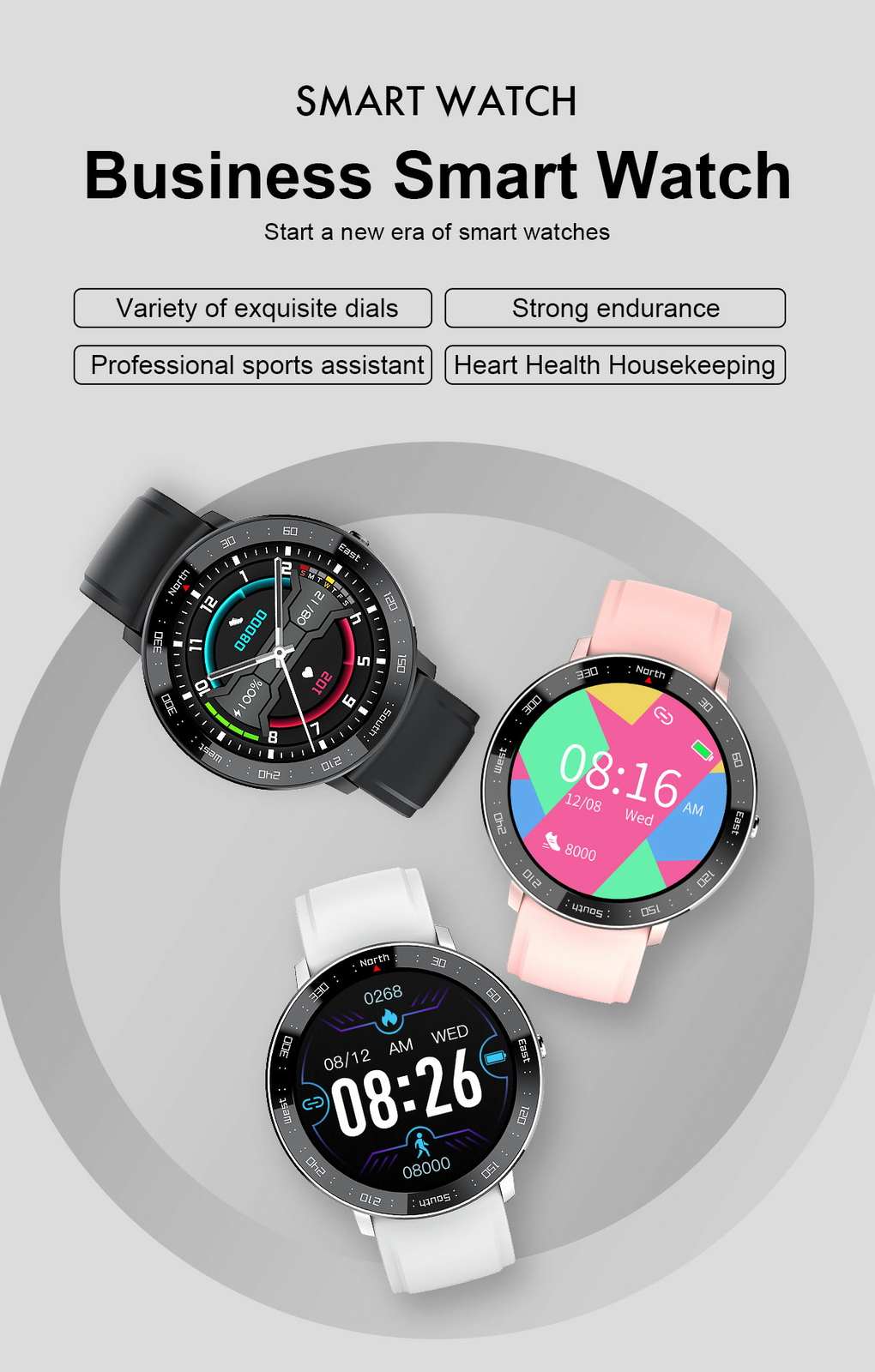 Smart Watch Bluetooth Call Message Reminder Men Women Wristwatch for Android iOS