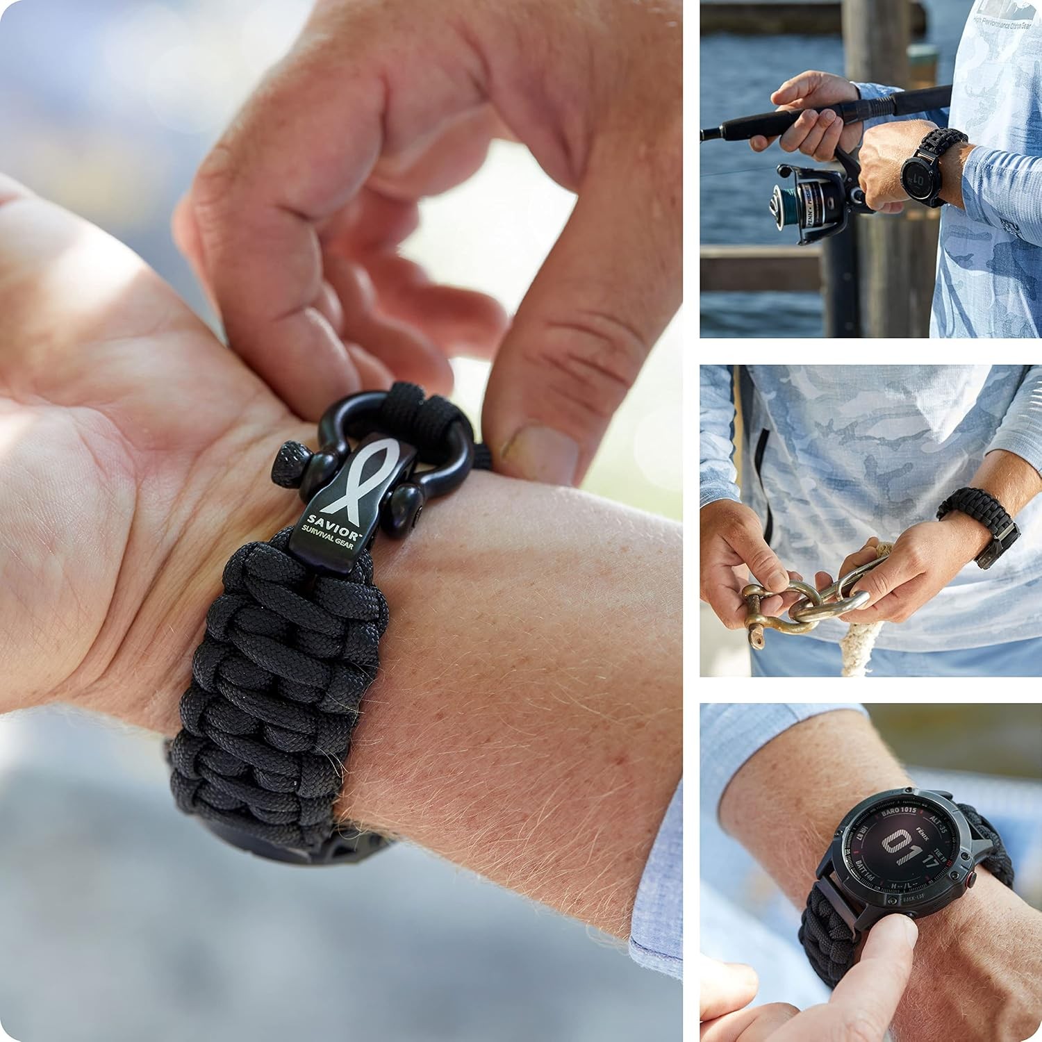 20mm/22mm Paracord Watch Band for Galaxy S3 Classic, Fenix 5 – Quick Release
