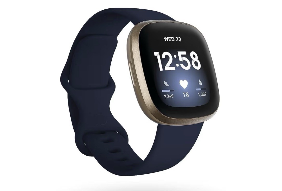Fitbit Versa 3 GPS Smartwatch Heart Rate Voice Assistant Gold 40mm Blue Band