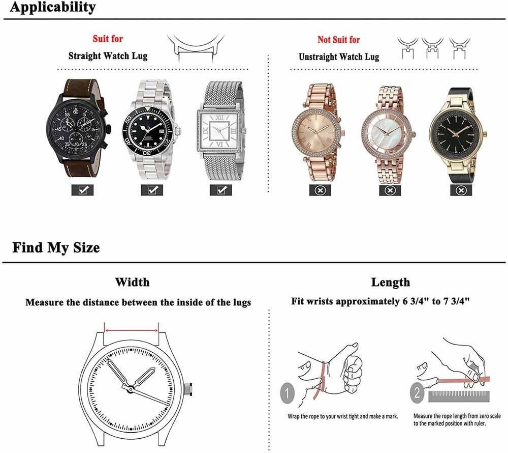 Calf Leather Strap Compatible with 14mm 16mm 18mm 20mm 22mm Watches