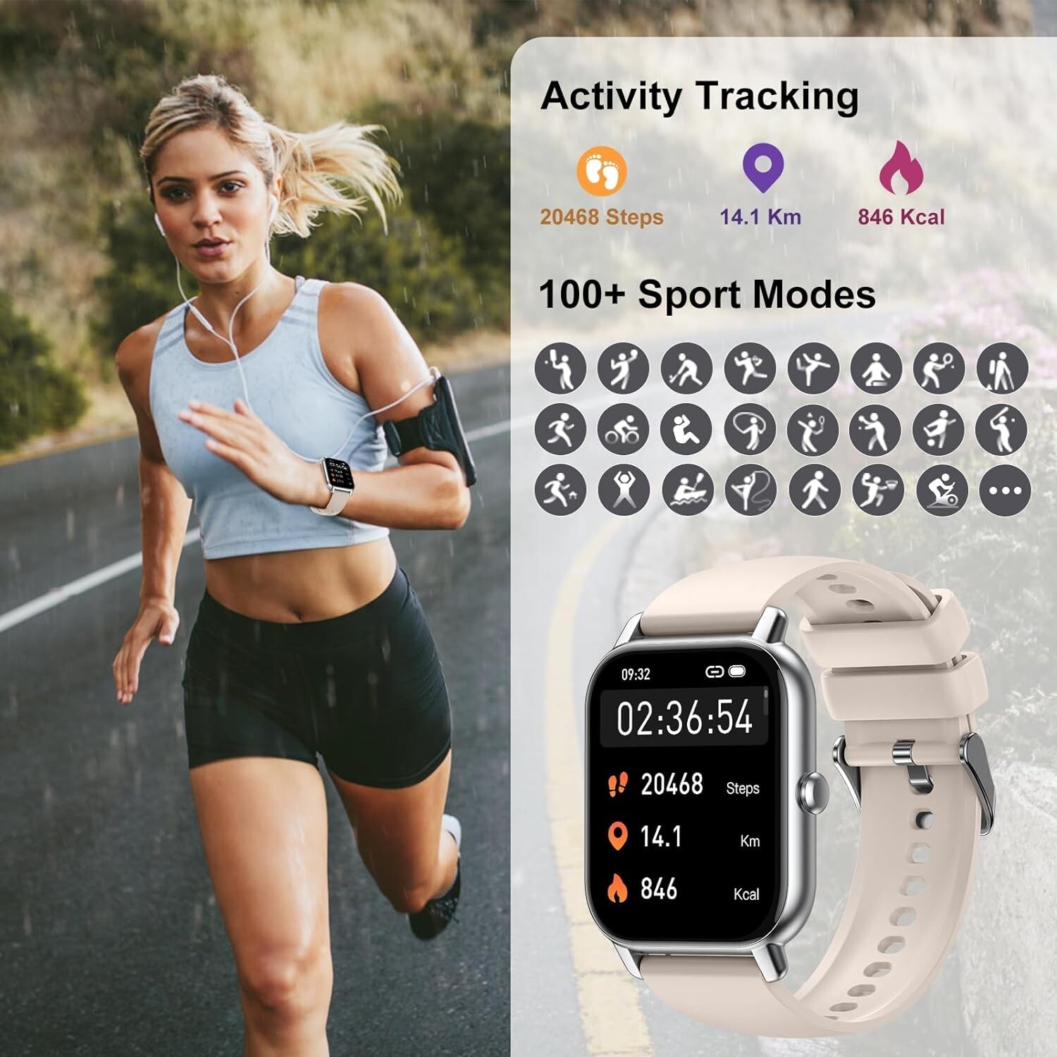 Nerunsa Smart Watch Android & IOS P66D White