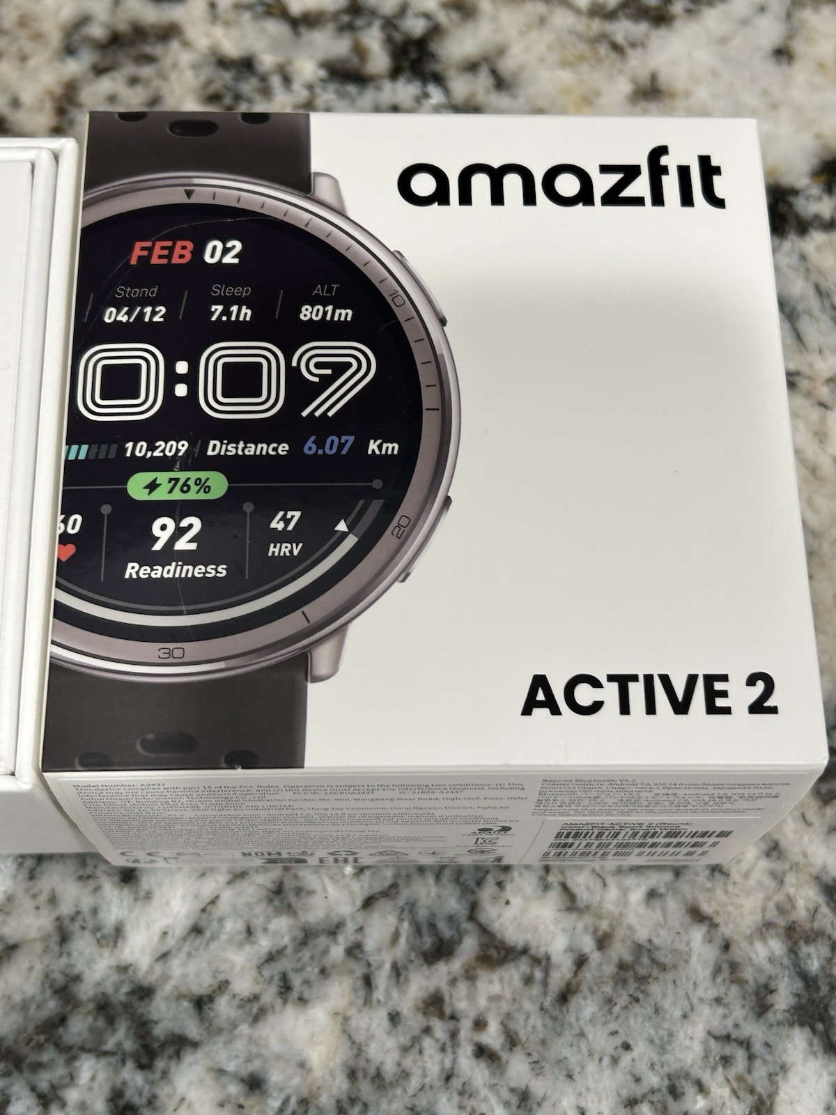 AMAZFIT Active 2 44mm Silver Bezel Silicone Bands Touchscreen Smart Watch