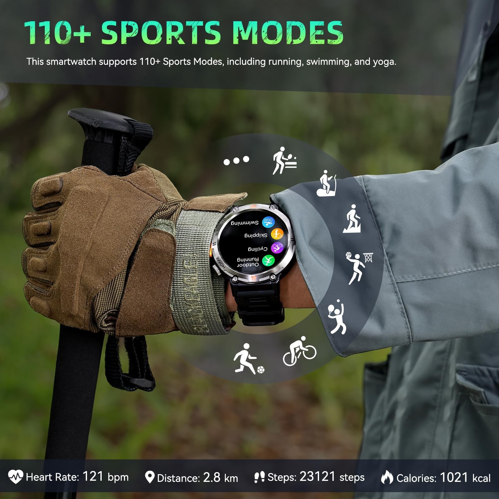 LaNikar Military Smart Watches Men Built-in GPS 3ATM Waterproof Call/LED