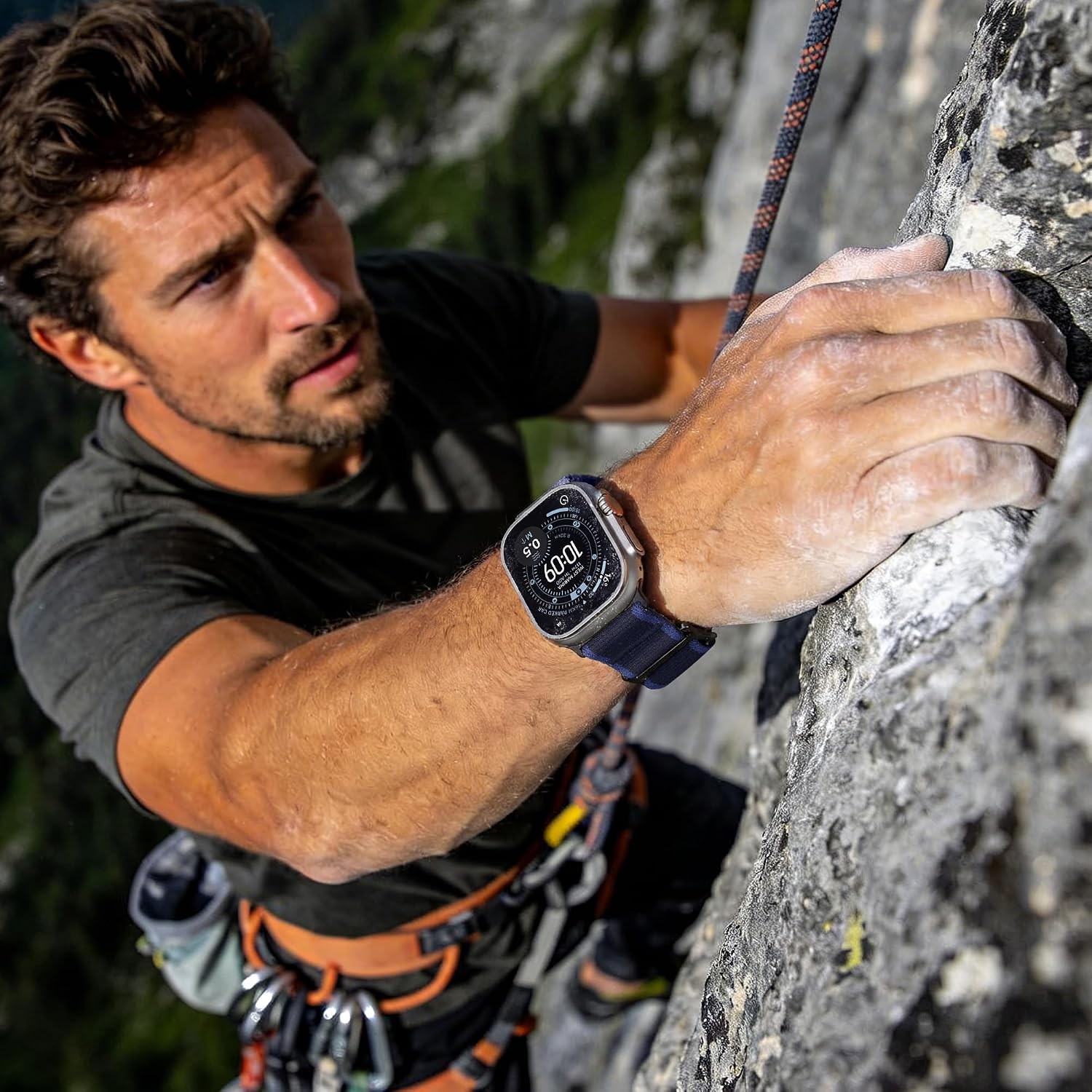 Rugged Nylon Strap Compatible with Apple Watch Series 7 44mm Soft Woven Loop