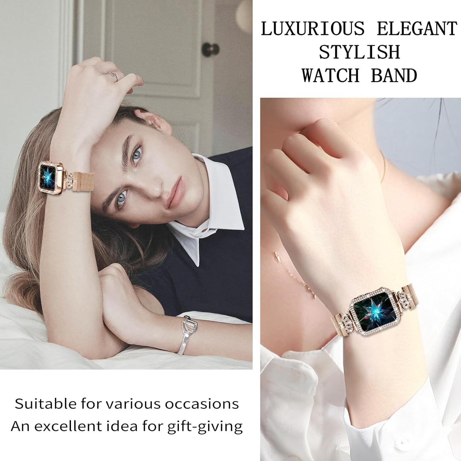 Magnetic Band for Apple Watch 38mm 40mm 41mm 42mm 44mm 45mm 46mm with Bling Case