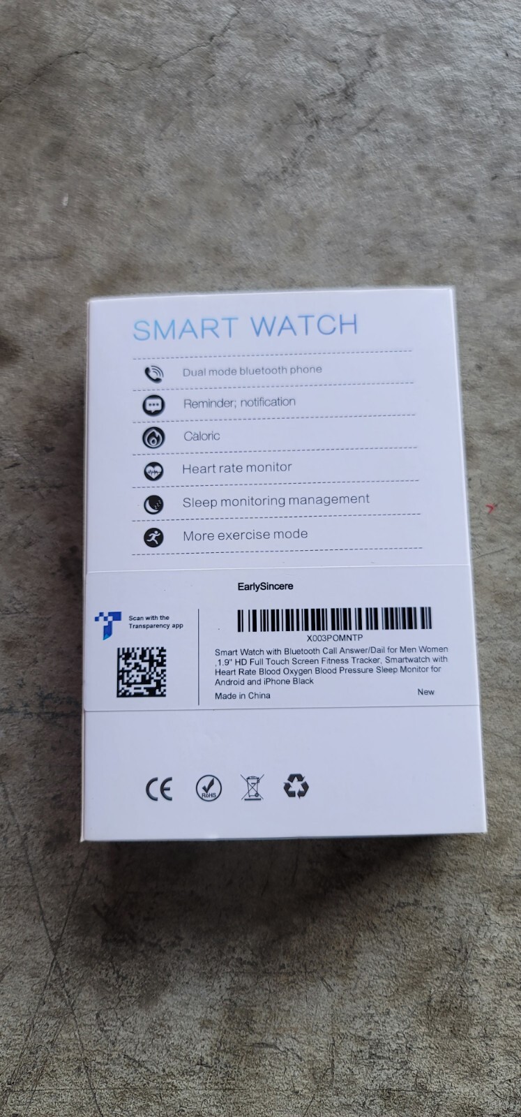 Open Box – EarlySincere Smart Watch with Bluetooth Call Answer/Dial (Black)
