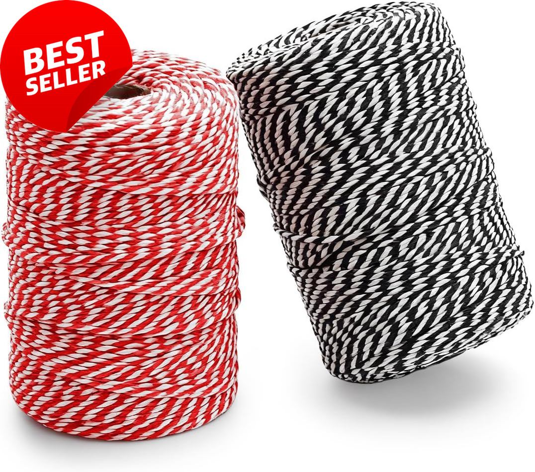 Black & White Cotton Twine 700ft – Bakers String for Crafts, Cooking, Gifts