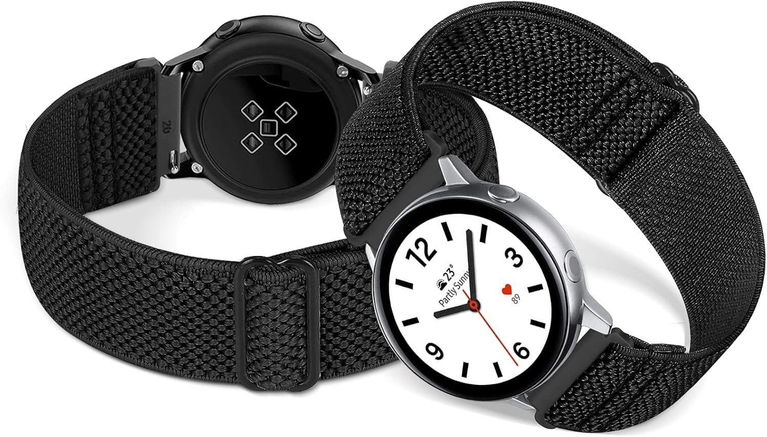 Adjustable Stretchy Nylon Strap Compatible with 20mm Watch Bands