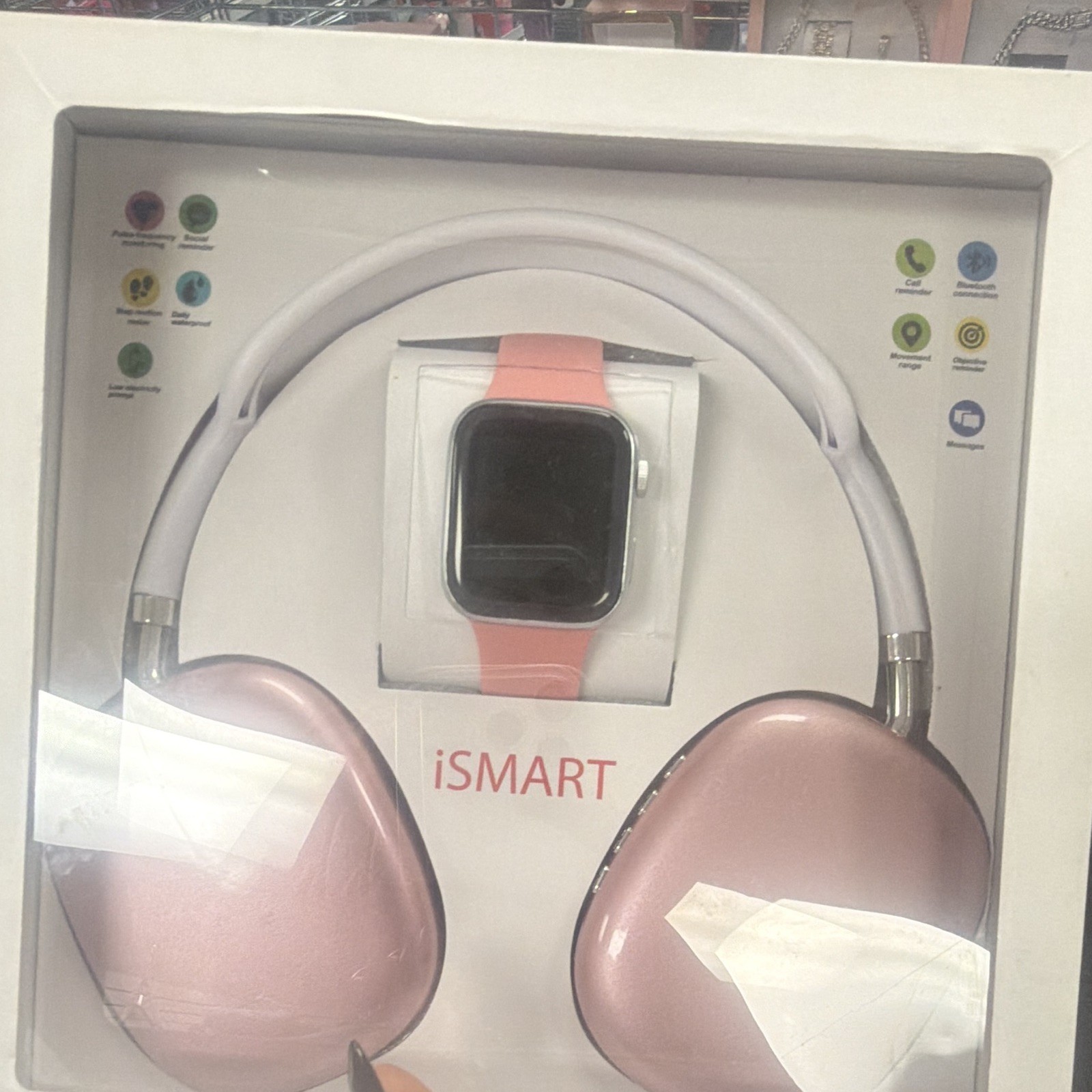 iSMART Series 5 Smart Watch 44mm Silver Metal Case Pink Silicone Band 32GB