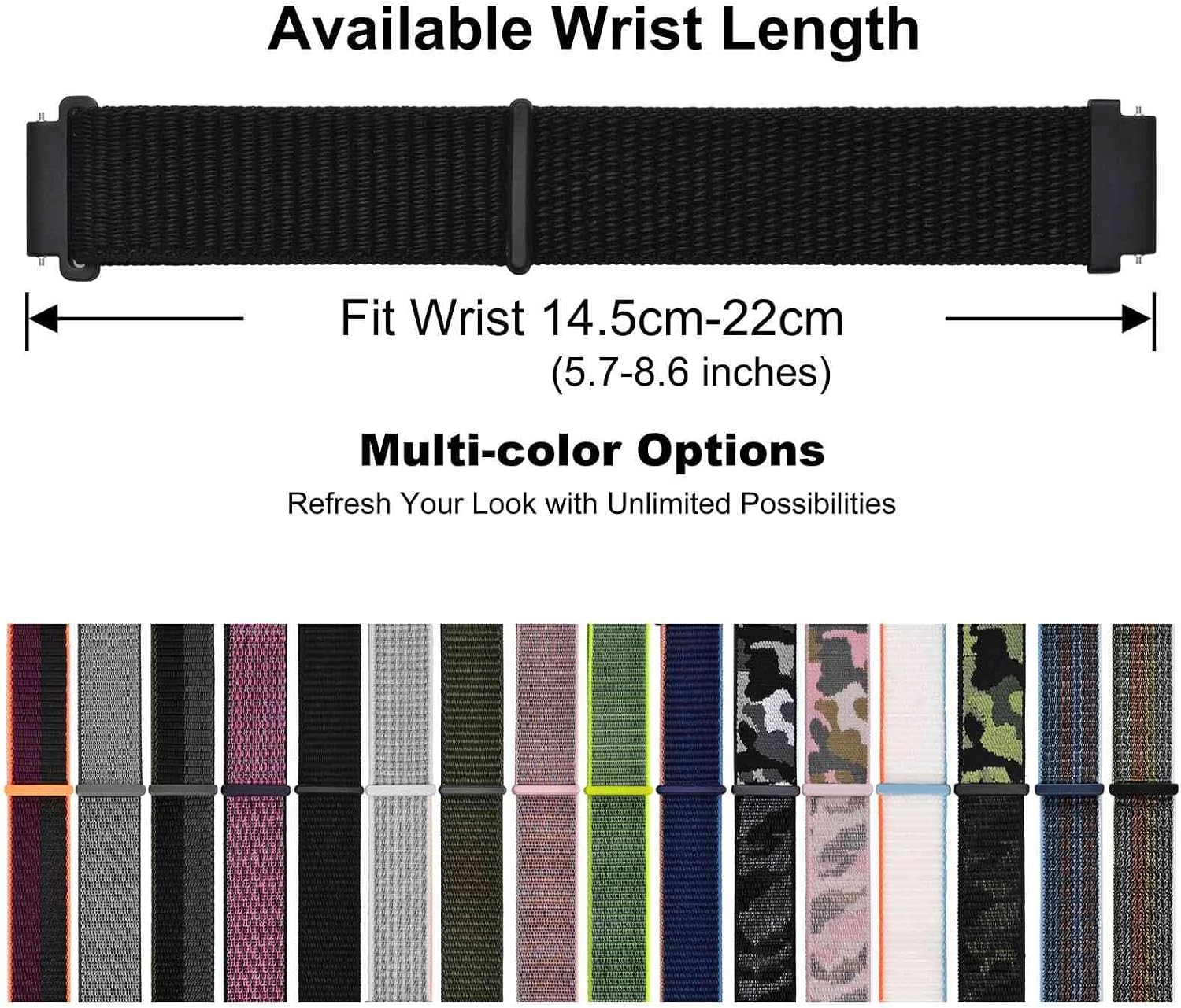 20mm Nylon Strap Compatible with Quick Release Sport Loop
