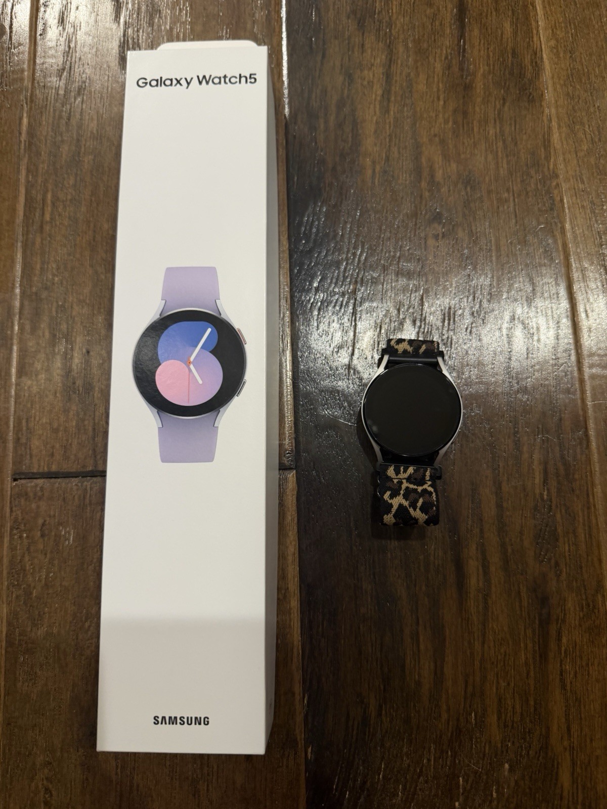 Samsung Galaxy Watch5 40mm Fitness Tracker Black/Brown Fabric Band Silver Case