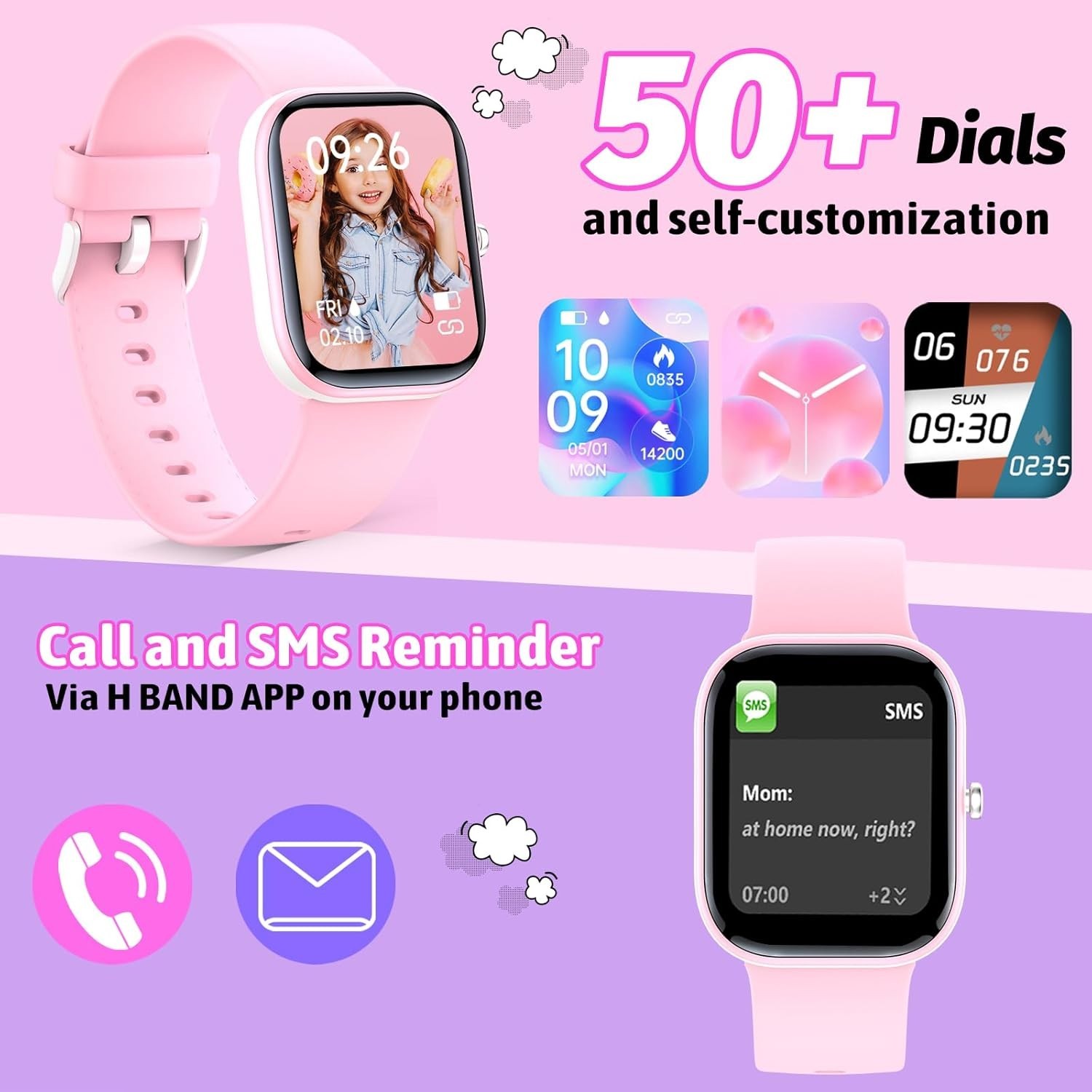 Durable 1.5-Inch Kids Fitness Tracker – Waterproof with Notification Alerts