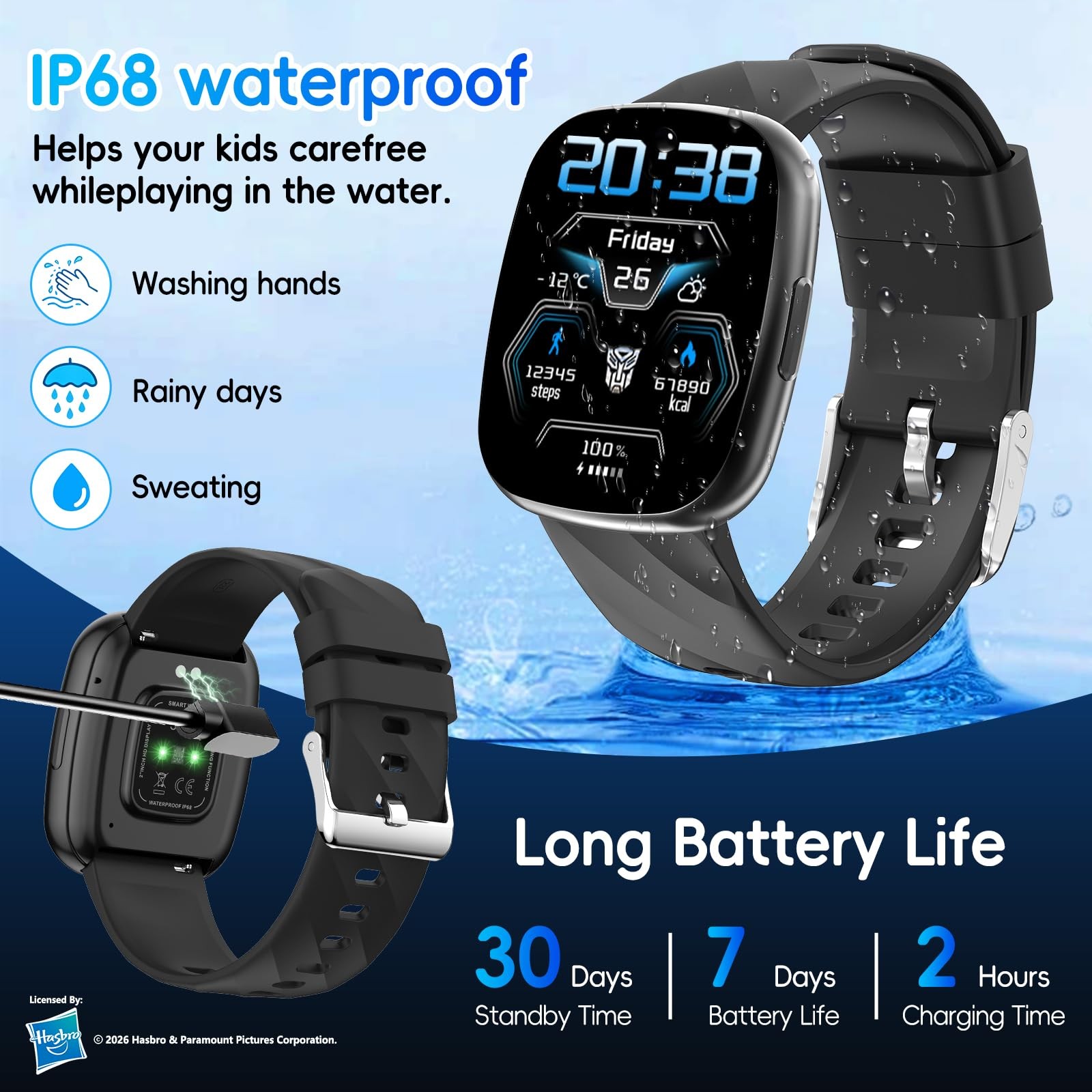 Transformers Kids Smart Watch for Boys and Girls,1.78″ HD Touchscreen Fitness…
