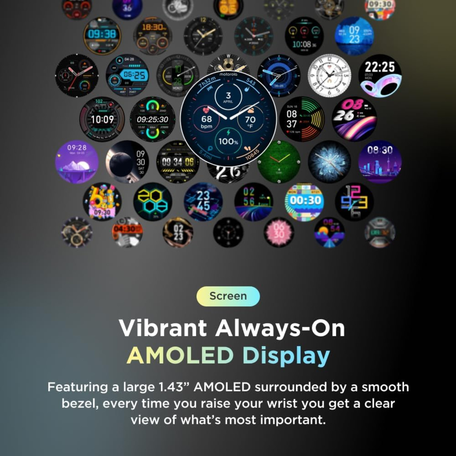 Motorola Moto Watch 120 AMOLED Bluetooth Smartwatch Heart Rate SpO2 Fitness NEW