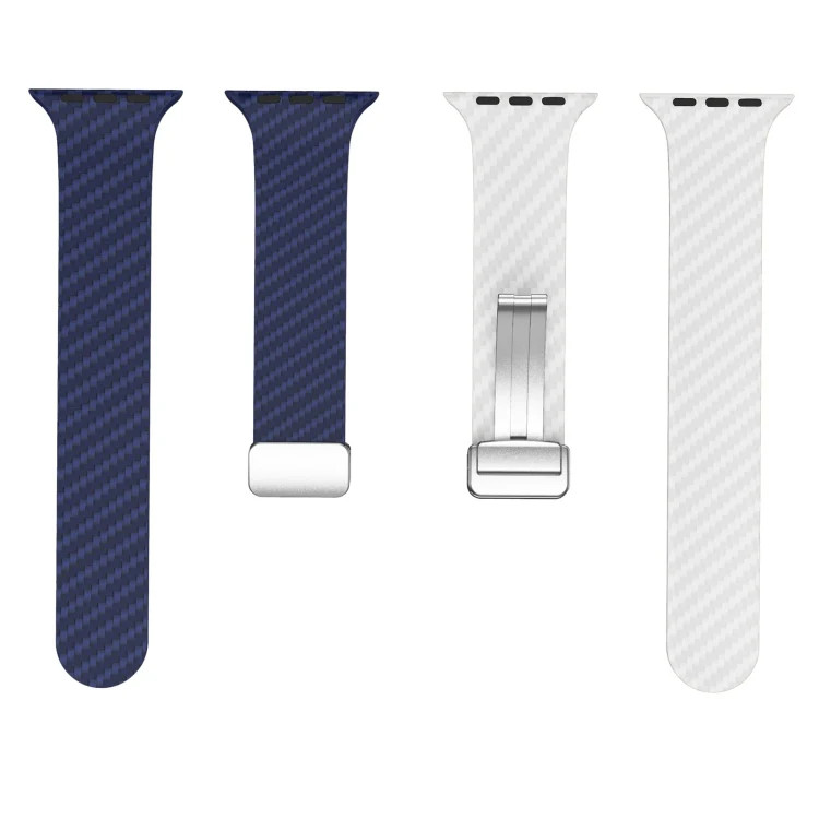 Carbon Fiber Magnetic Silver Buckle Watch Band, For Apple Watch Series 3 42mm, F