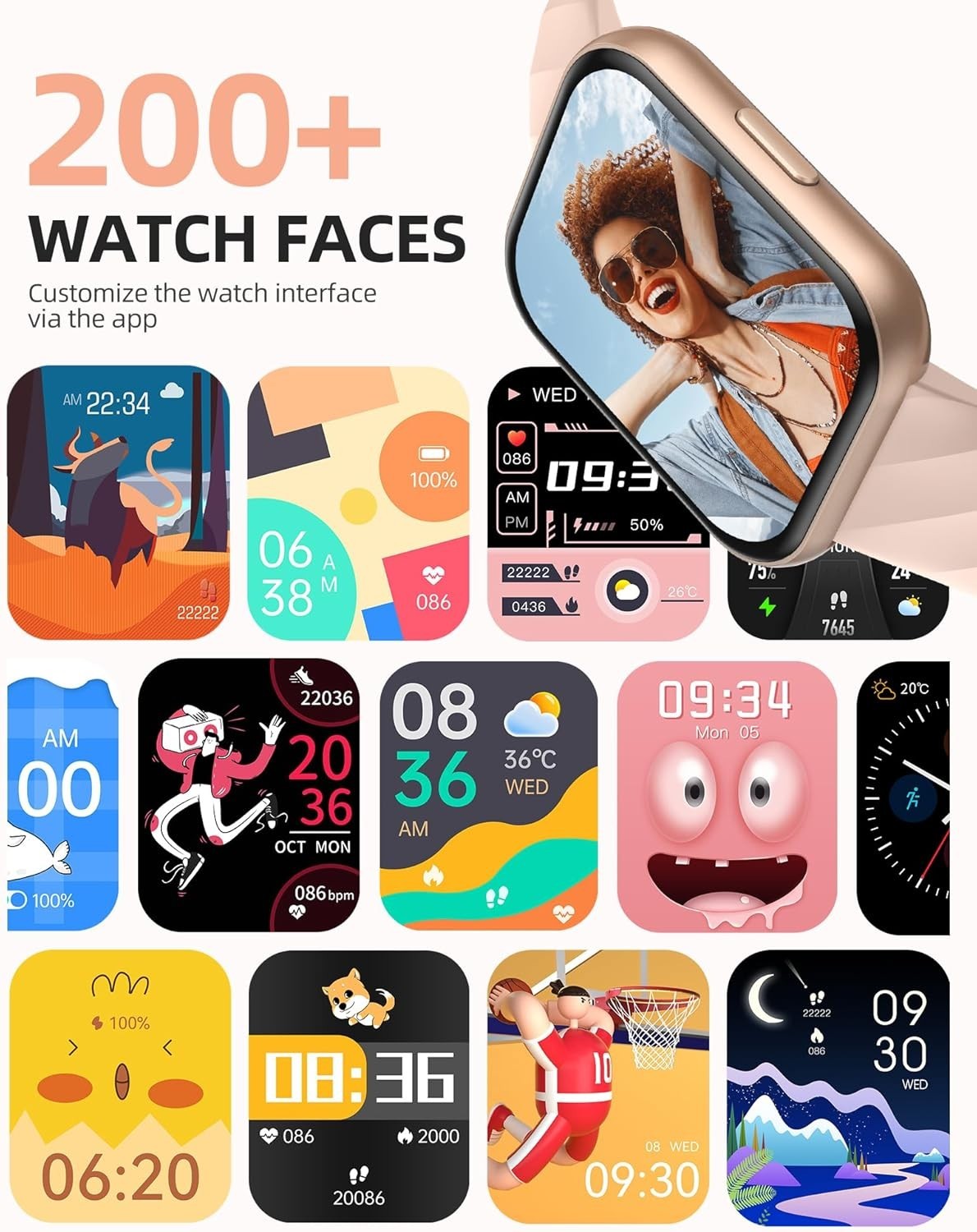 HD Touchscreen Smart Watch – 110+ Sports Modes, Activity Tracker & Music Control