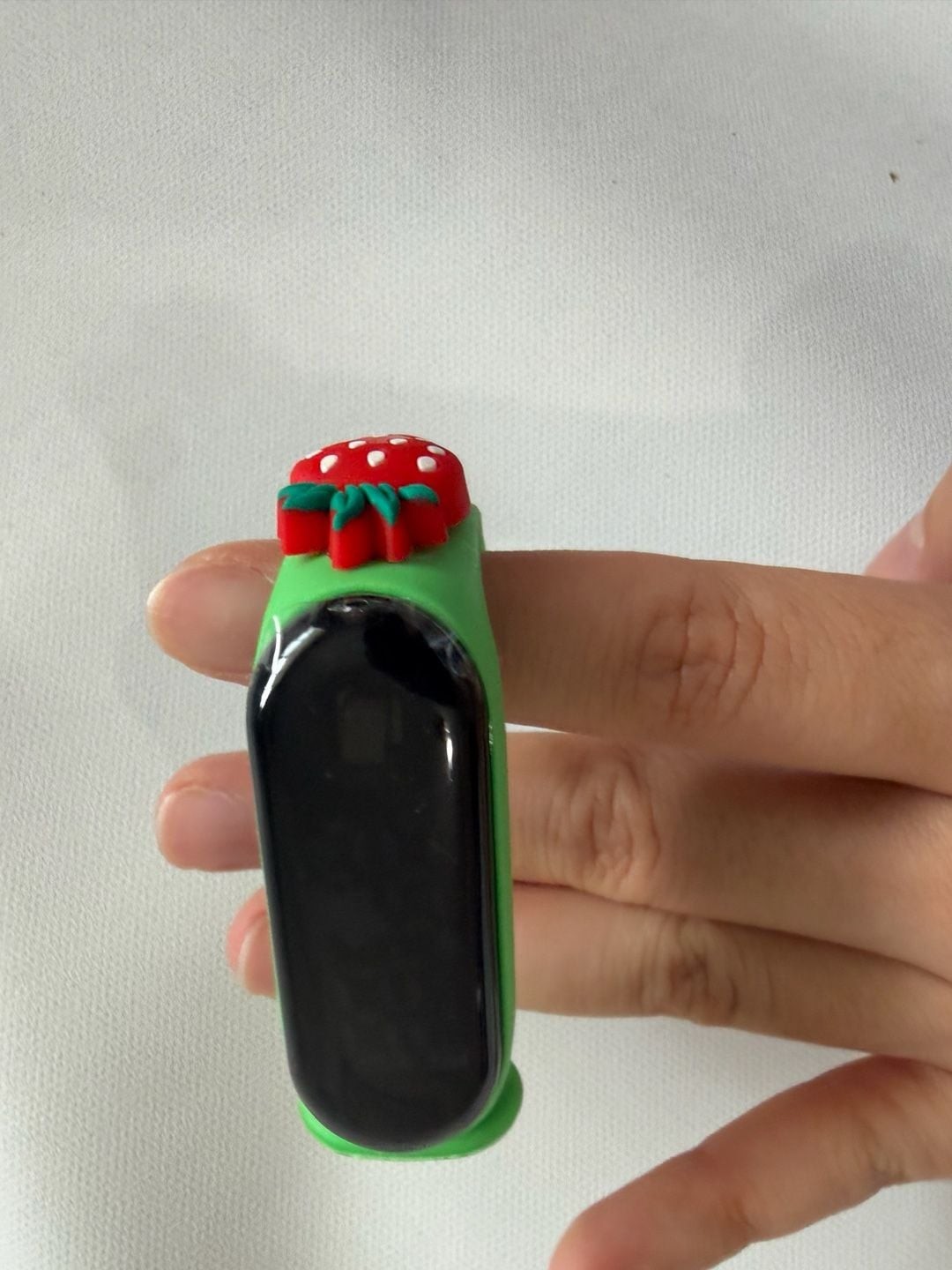 Kids Strawberry Digital Watch Green Silicone Touch Wristband
