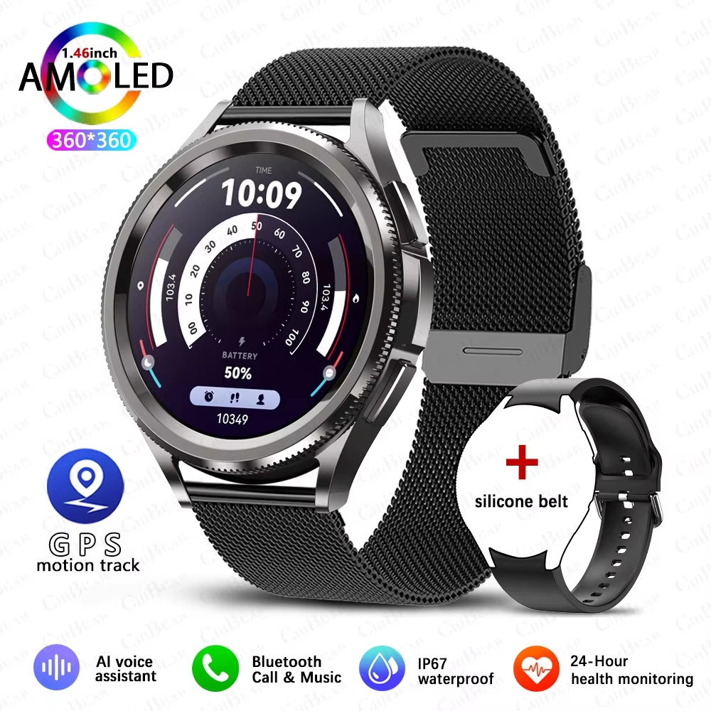 Smart Watch 6 Classic: GPS, health tracking, heart rate, waterproof, BT.
