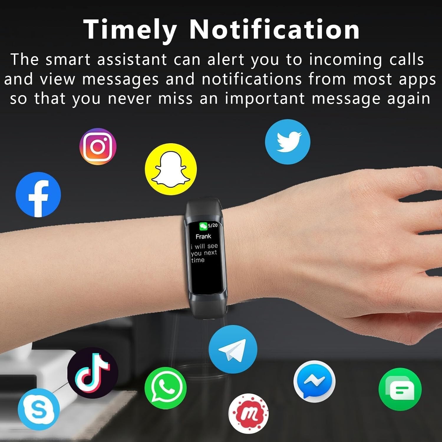 Fitness Tracker with 24/7 Heart Rate Sleep Blood Oxygen Monitor, Waterproof