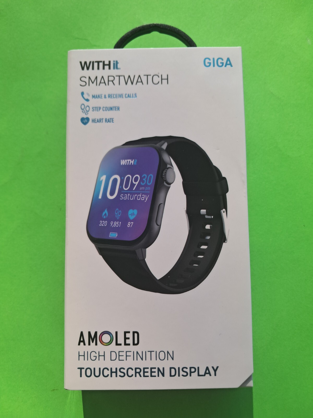 NEW – Giga Withit Smartwatch, Amoled High Defintion Touchscreen Display