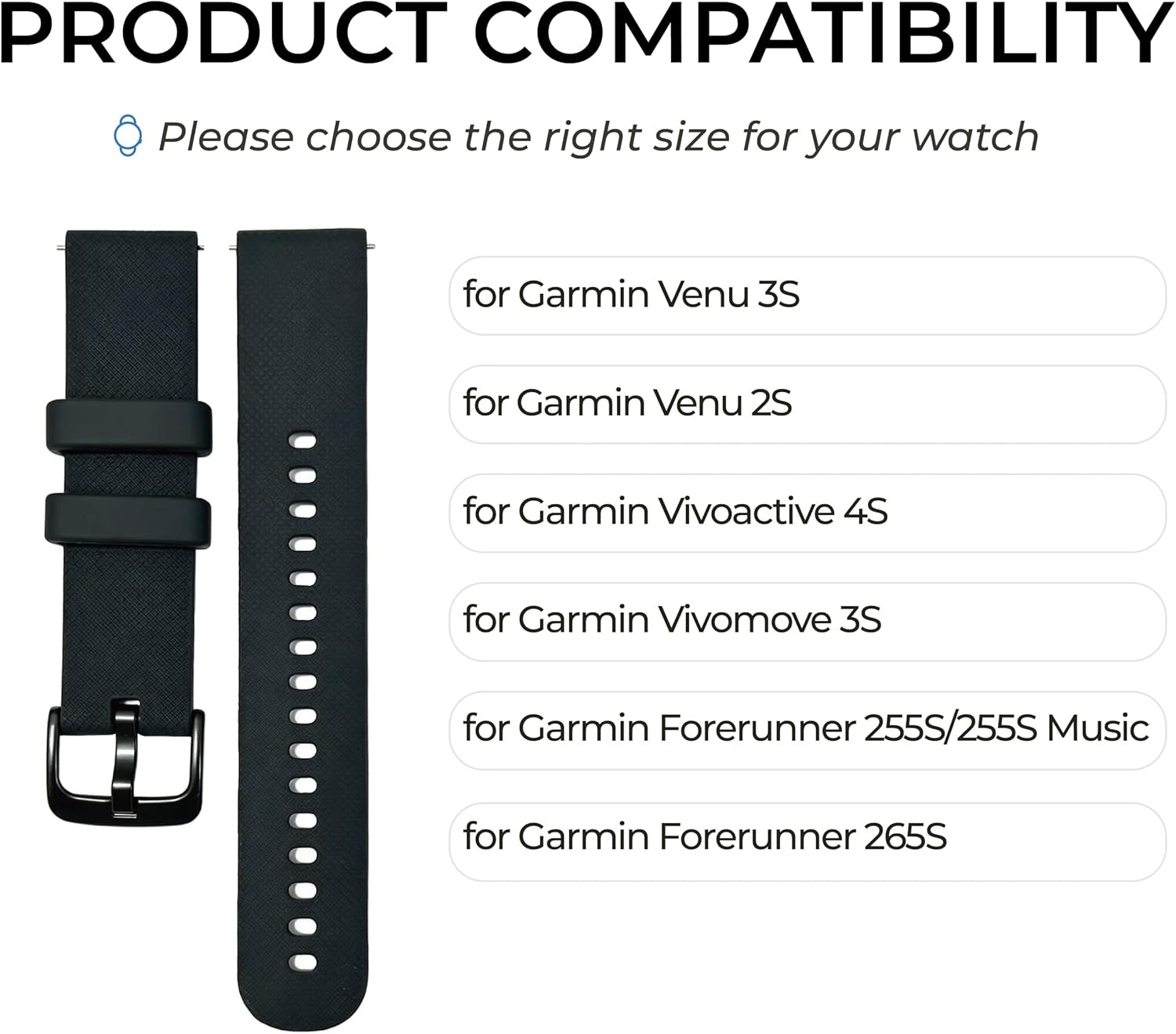 2 Pack Soft Silicone Strap Compatible with Garmin Vivoactive 4S 18mm