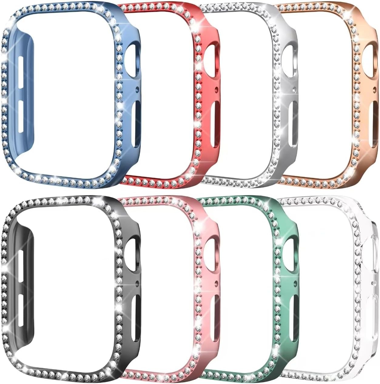 8 Colorful Glitter Diamond Bumper Case Set for Apple Watch Series 11 46mm