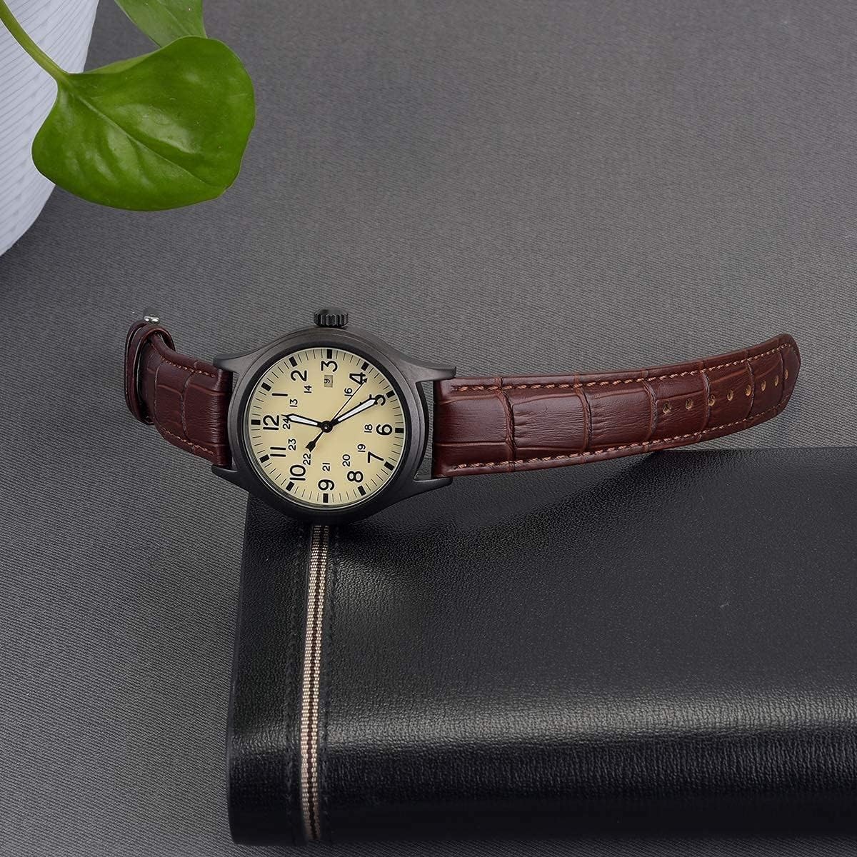 Leather Watch Strap Compatible with 18mm 20mm Waterproof Croco Design