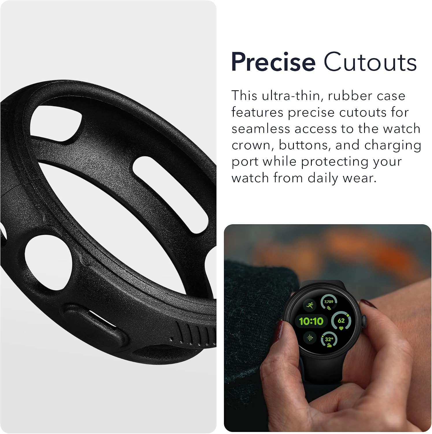 Ultra-Thin Rubber Protective Case for Google Pixel Watch 3 (45mm) – Black